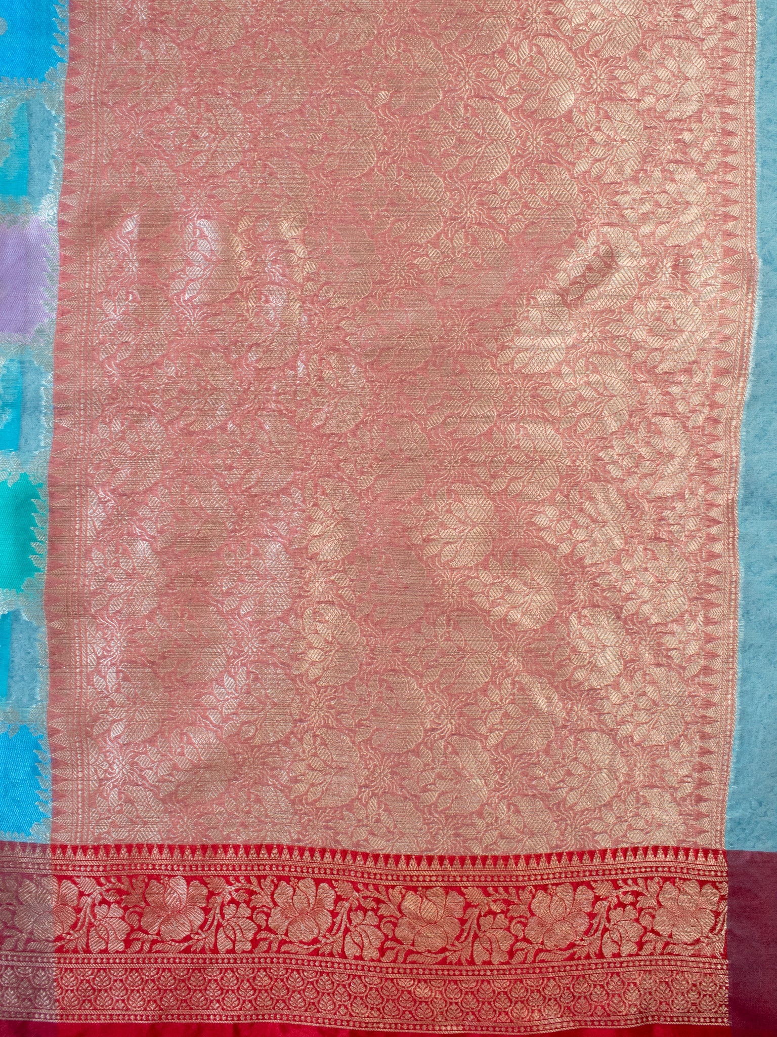 Banarasi Kora Saree With Zari Weaving- Blue