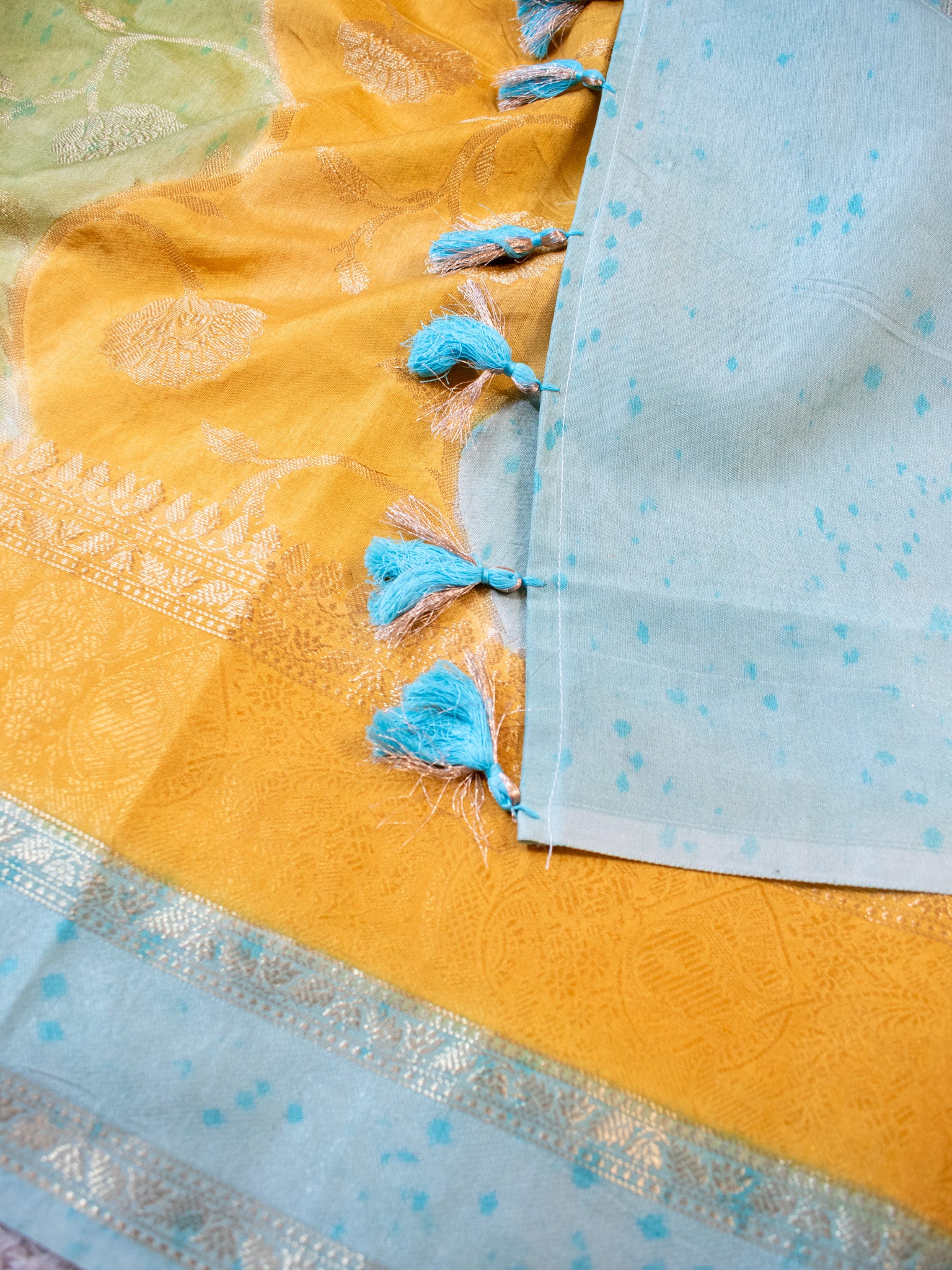 Banarasi Cotton Silk Saree With Silver Zari & Border-Blue