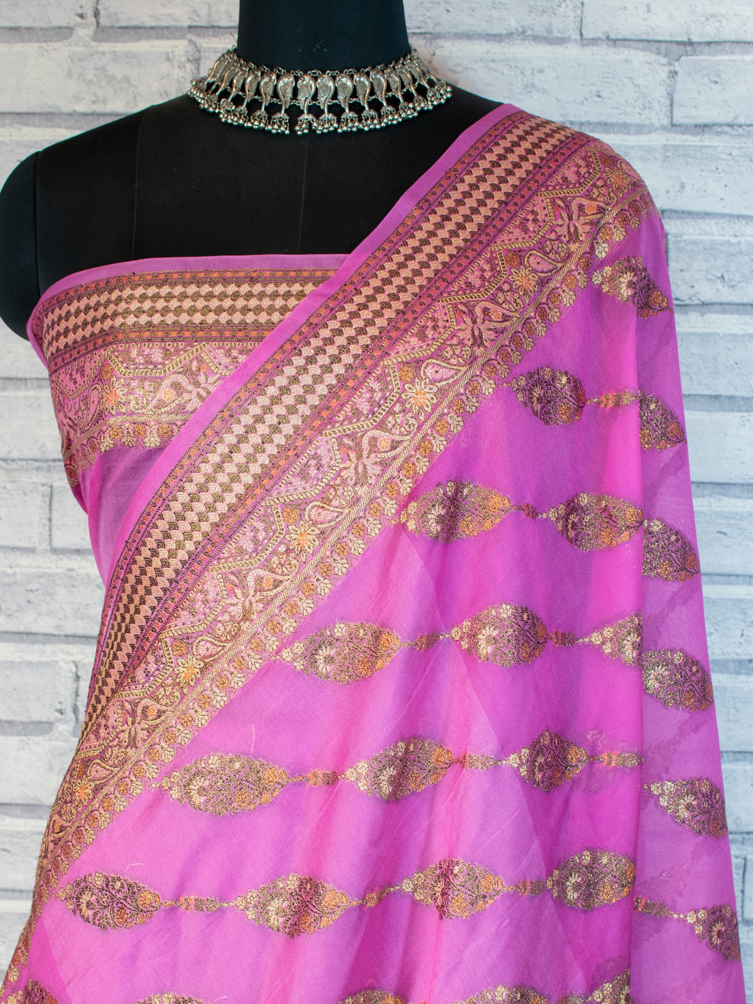 Banarasi Pure Georgette Saree With Resham Weaving- Lavender