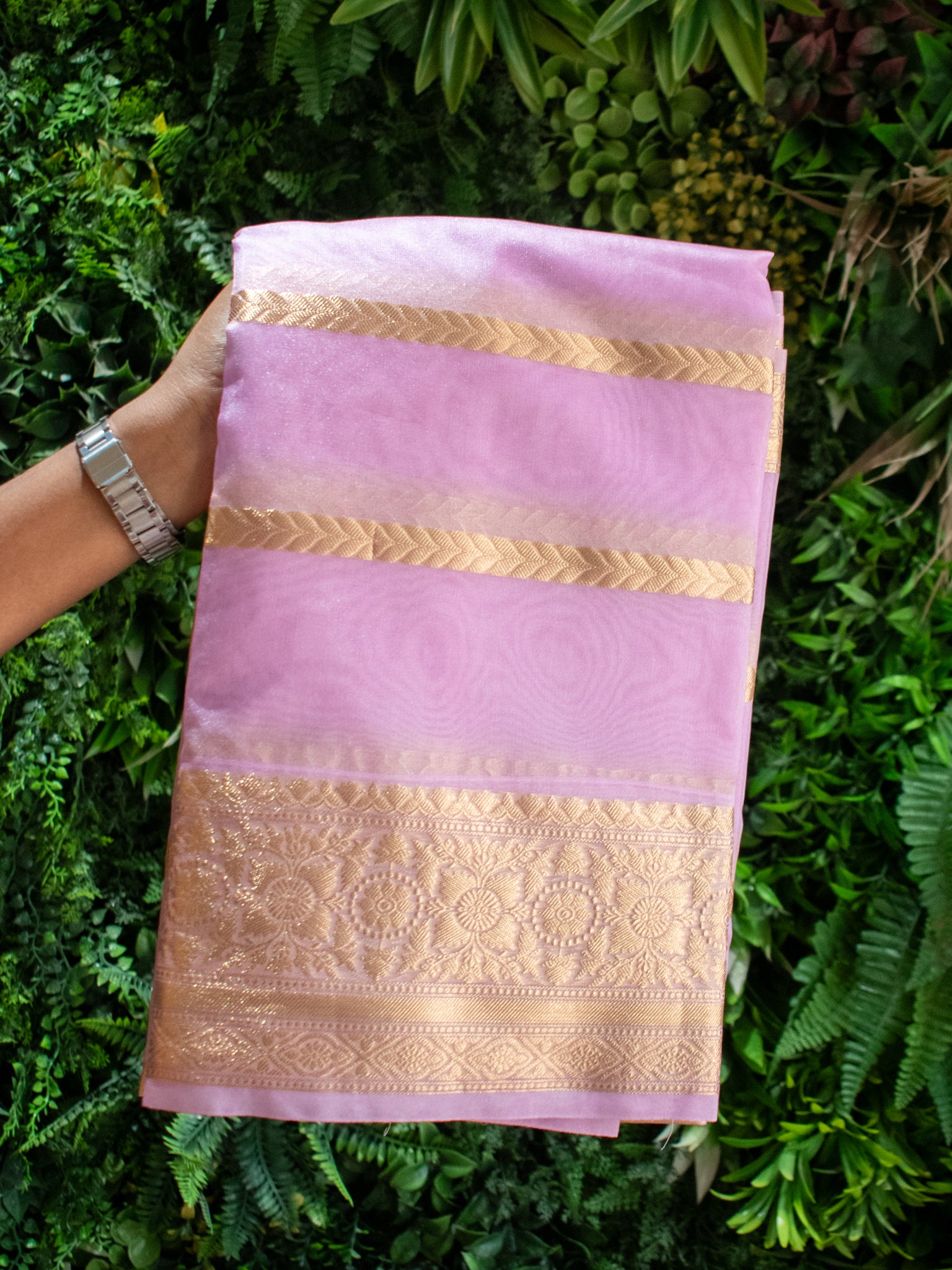Banarasi organza Saree With Zari Weaving-Purple