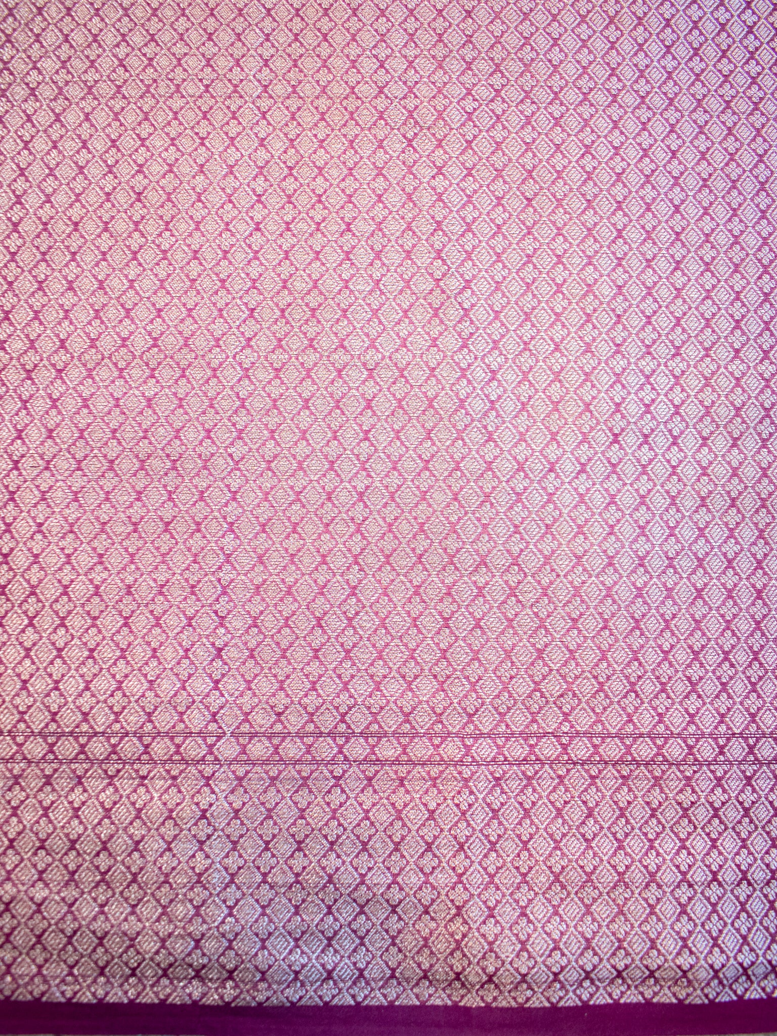 Banarasi Cotton Silk Saree Silver Zari Floral Weaving With Border- Purple