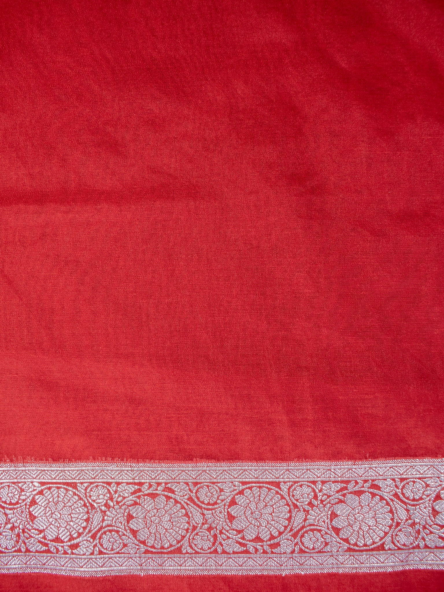 Banarasi Cotton Silk Saree with Round Buta Silver Zari Weaving-Red