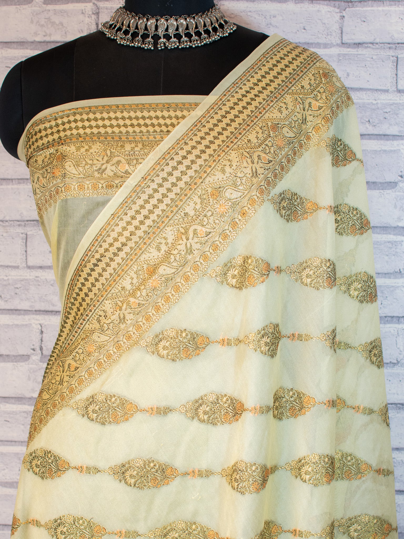 Banarasi Pure Georgette Saree With Resham Weaving-Off White