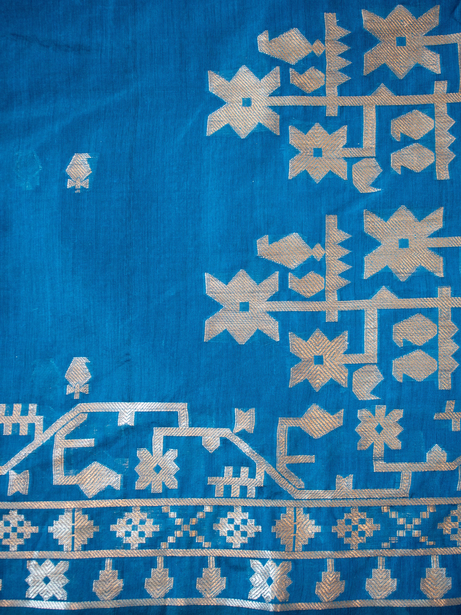 Banarasi Cotton Mix Saree with Zari Weaving & Border- Blue