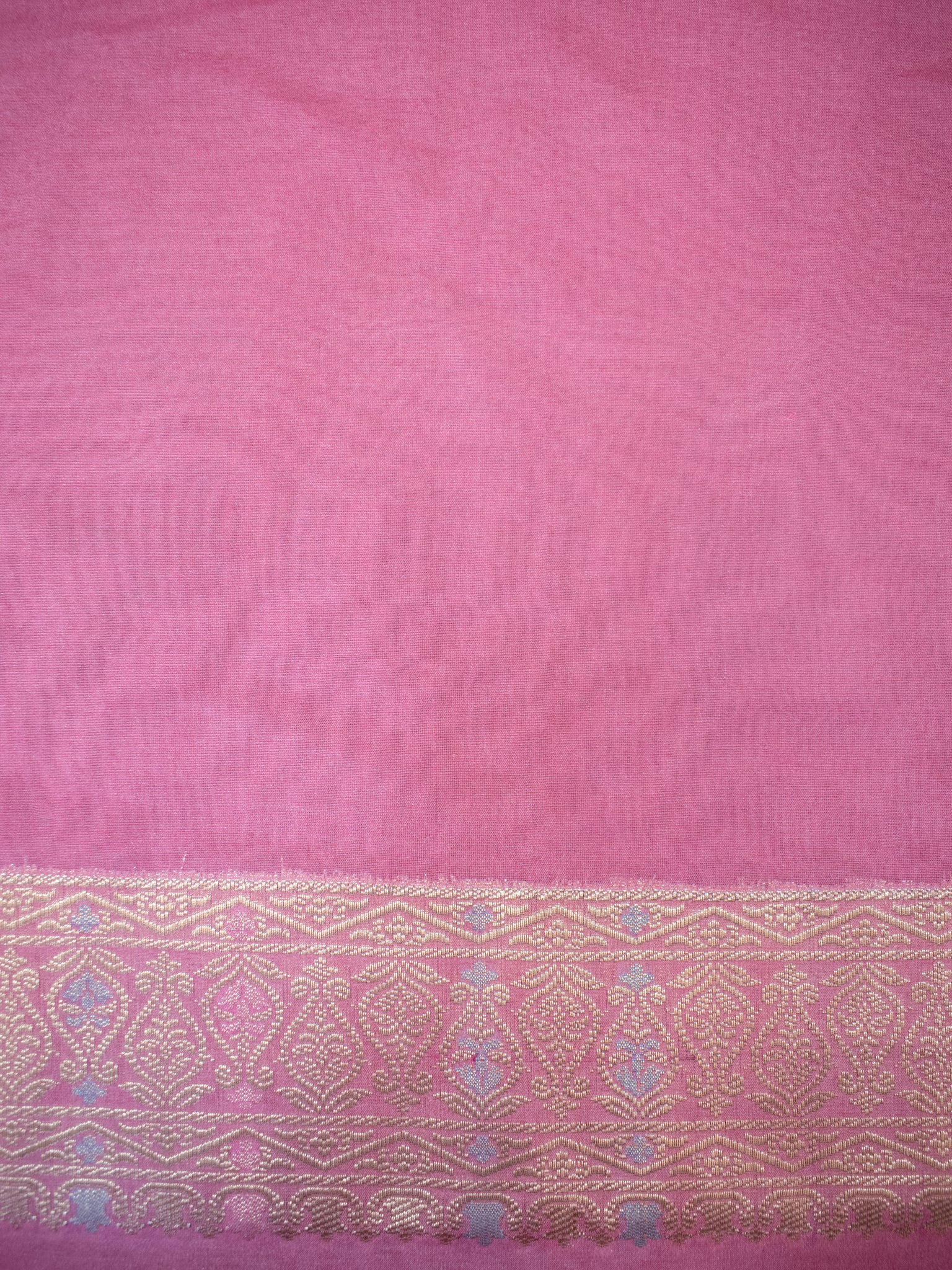 Banarasi Soft Cotton Saree with Floral Weaving & Border- Pink