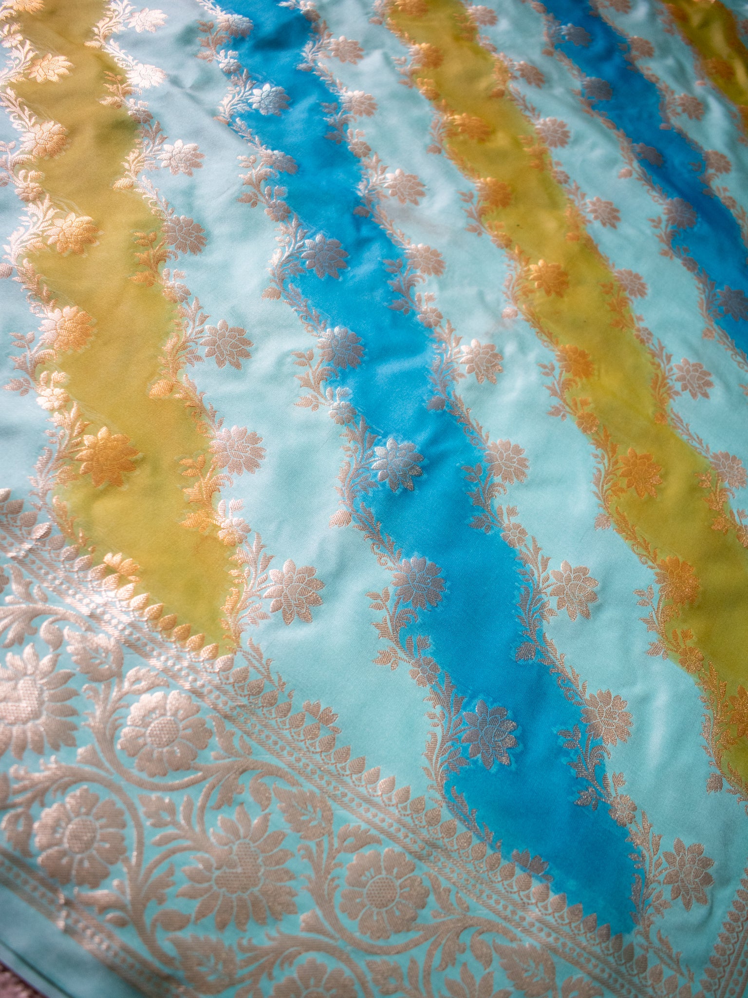 Banarasi Cotton Silk Saree With Zari Weaving & Border - Blue