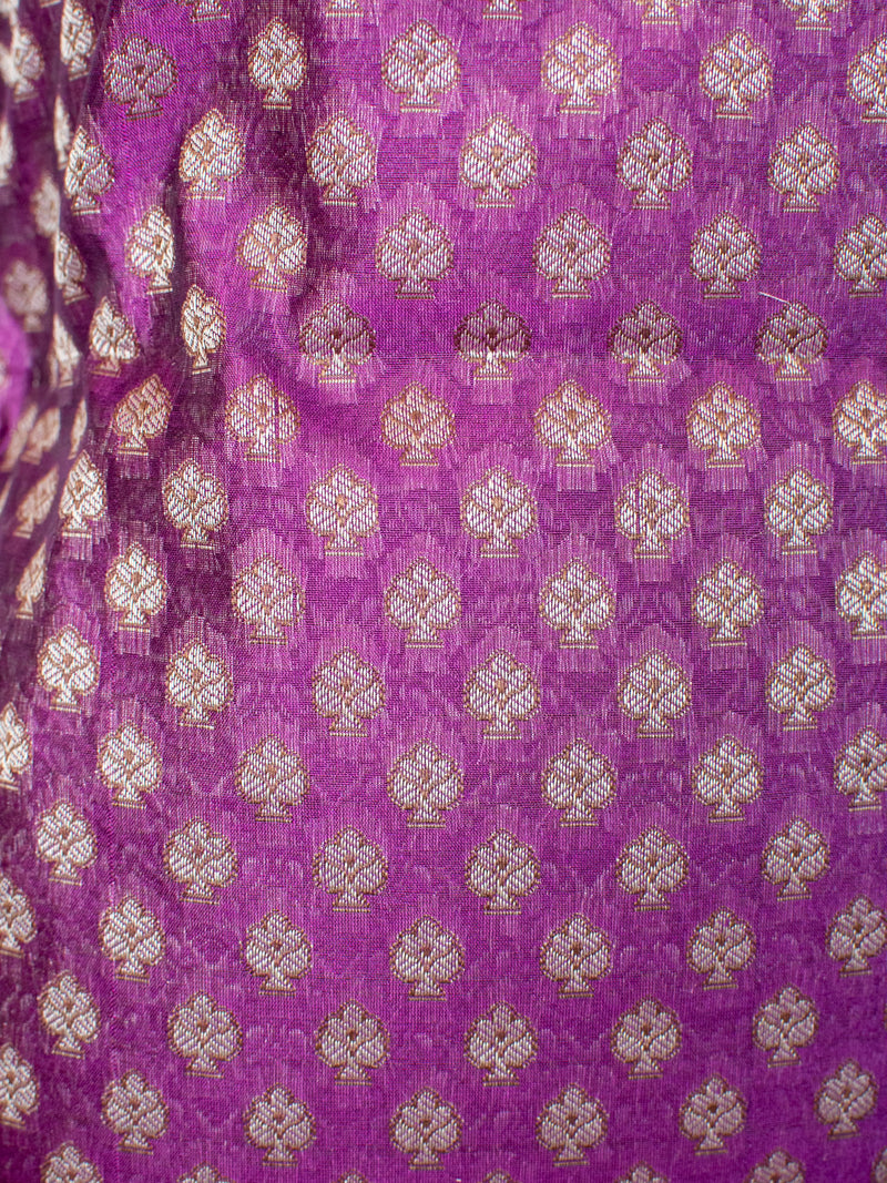 Banarasi Cotton Silk Salwar Kameez Fabric Resham Weaving & Jaal Dupatta-Purple