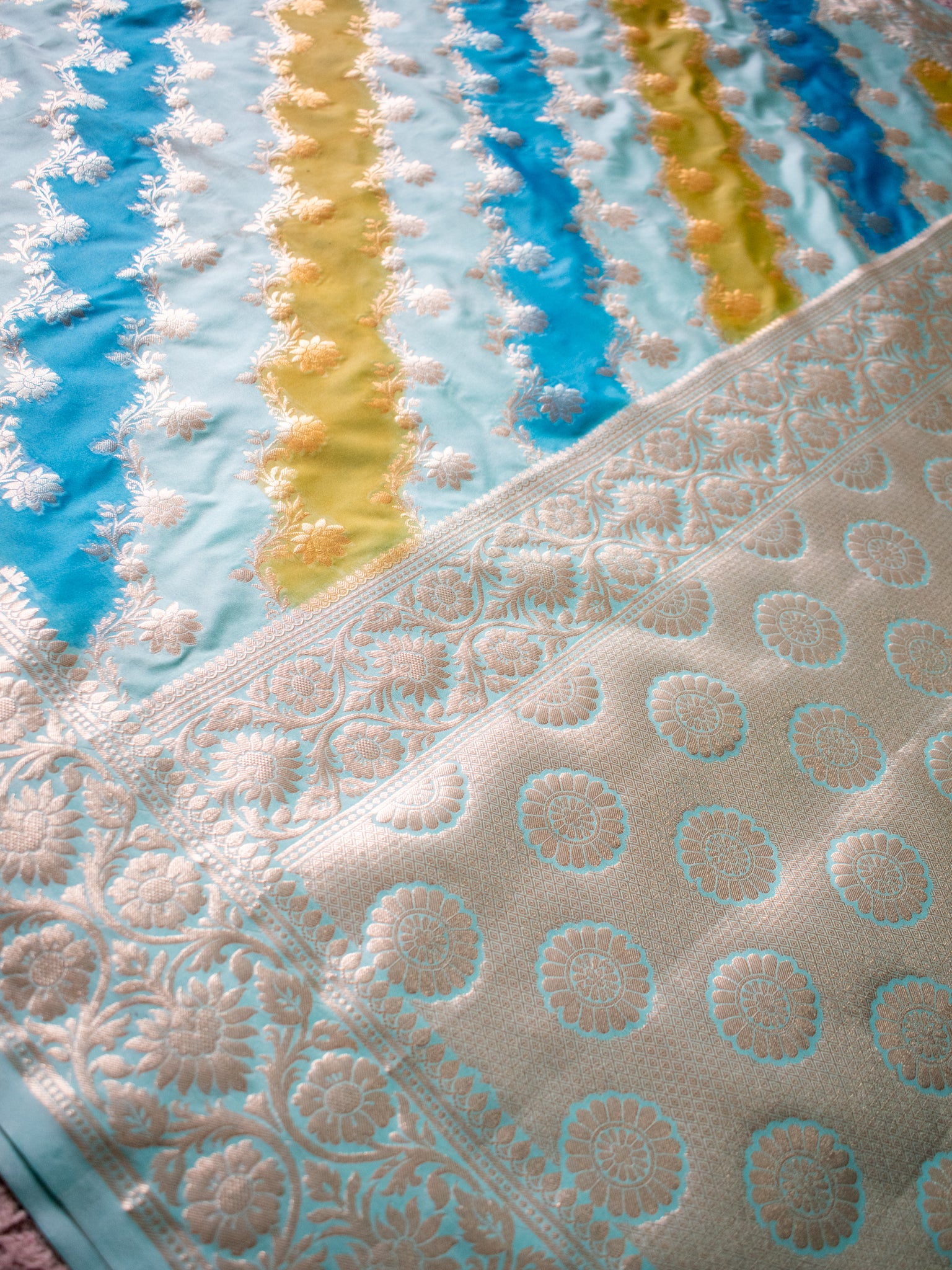 Banarasi Cotton Silk Saree With Zari Weaving & Border - Blue