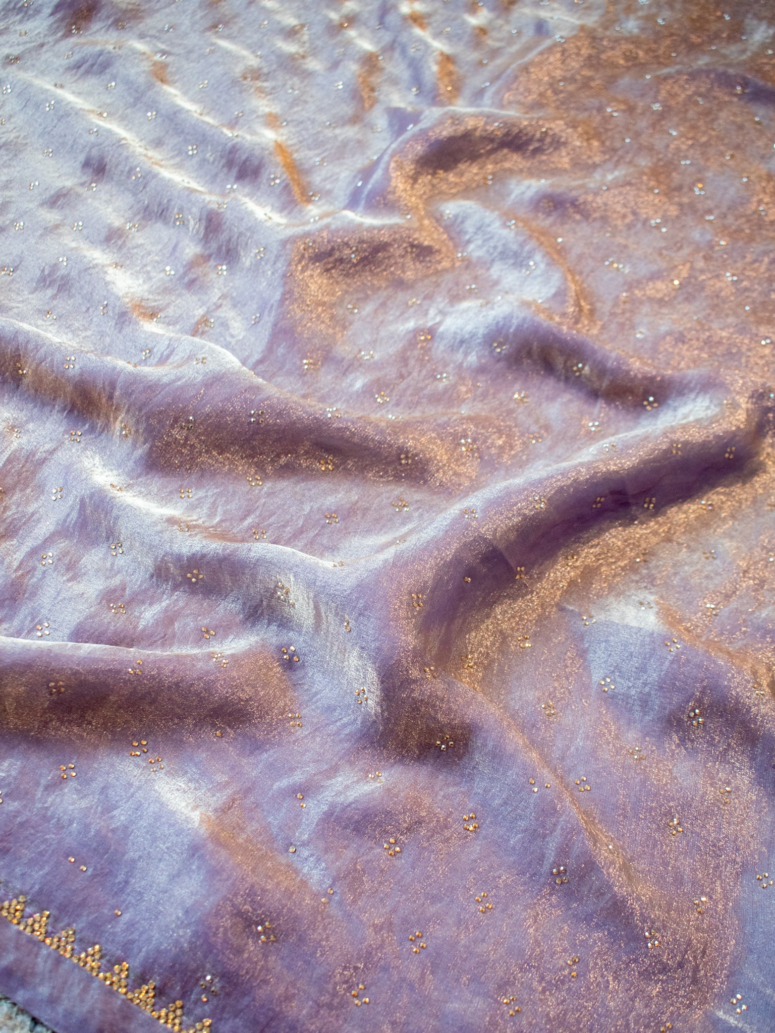 Tissue Sequin Saree - Blue