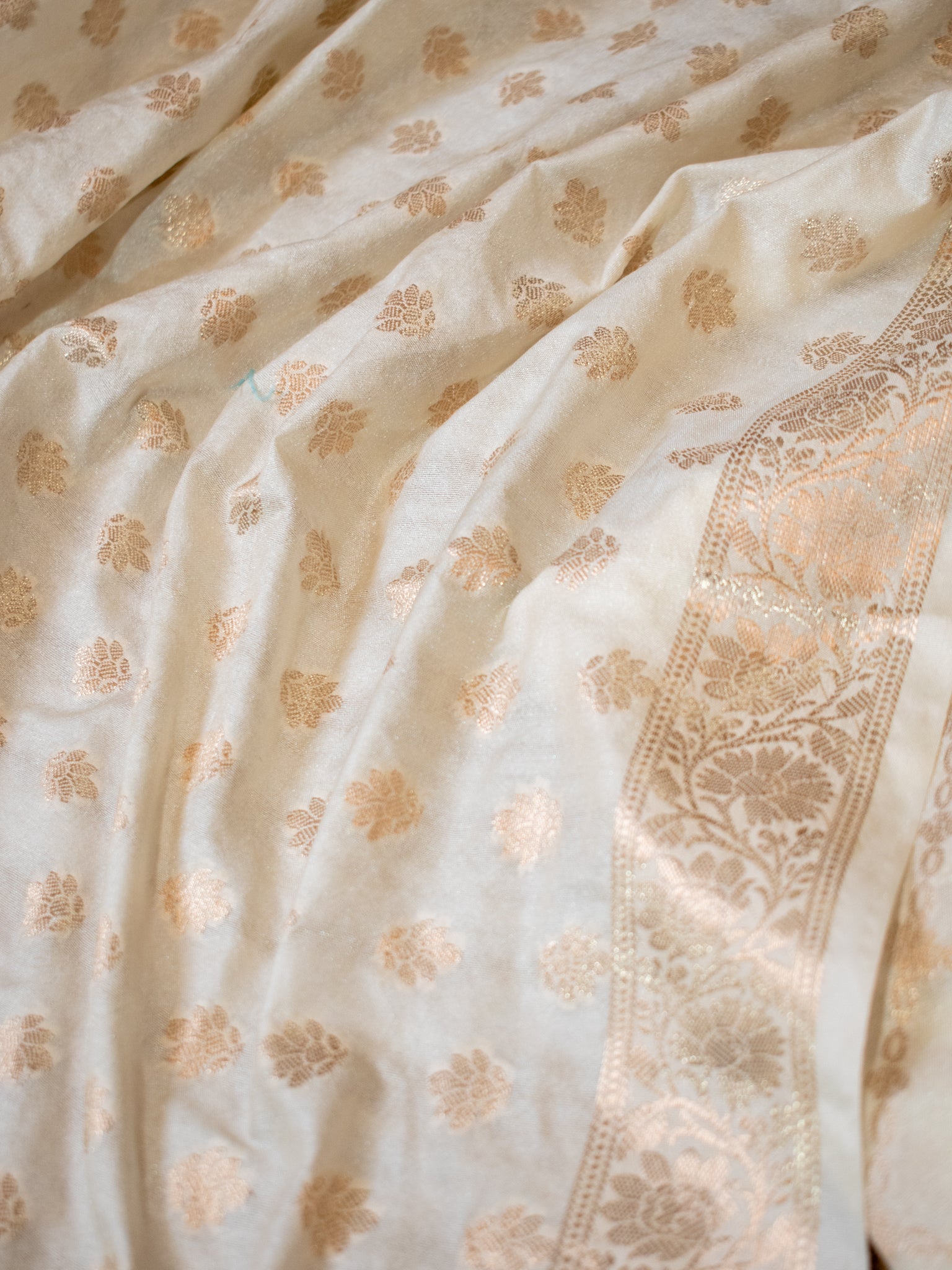 Banarasi Semi Katan Salwar Kameez Fabric With Dupatta- Off White