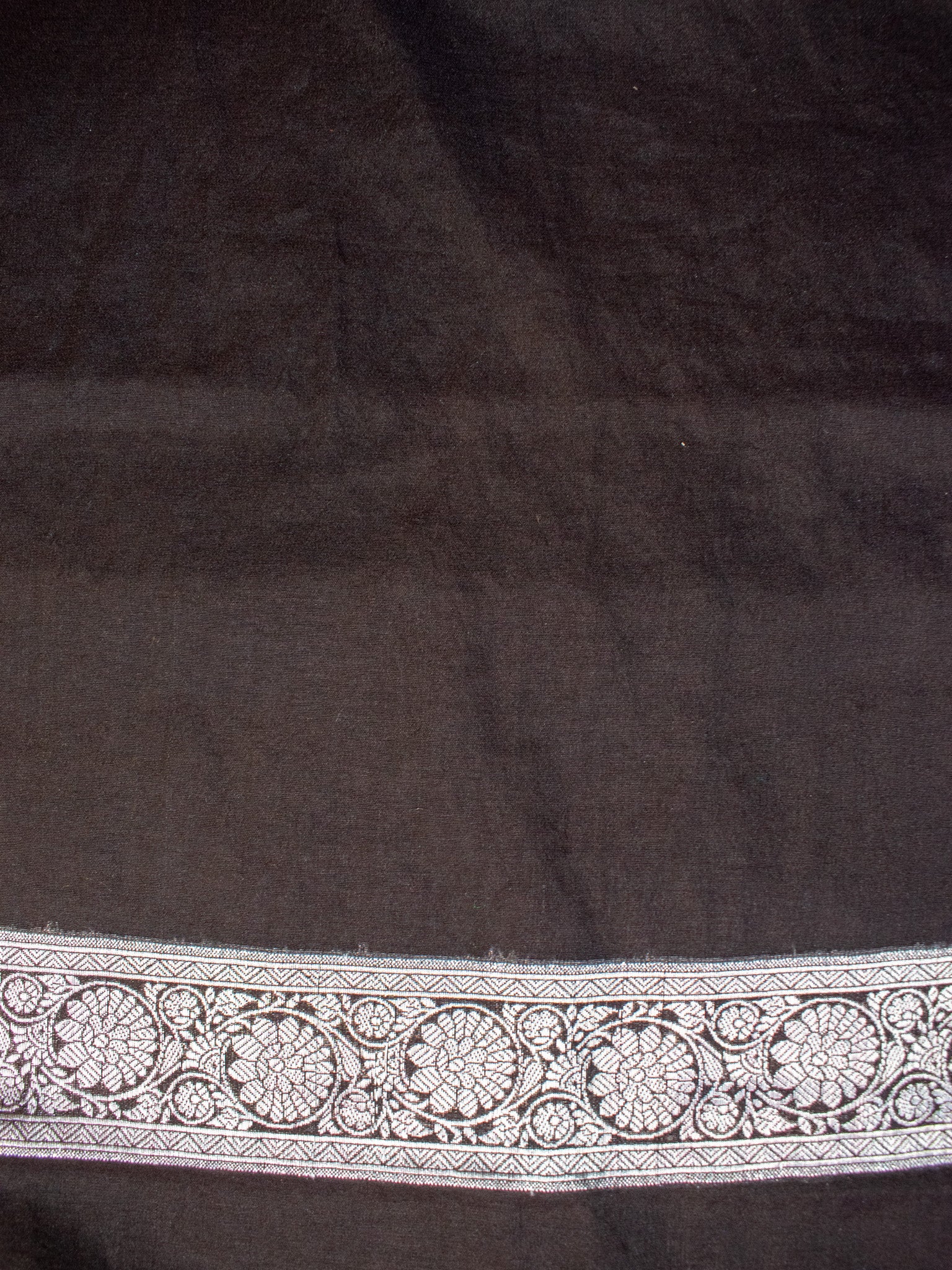 Banarasi Cotton Silk Saree with Round Buta Silver Zari Weaving-Black