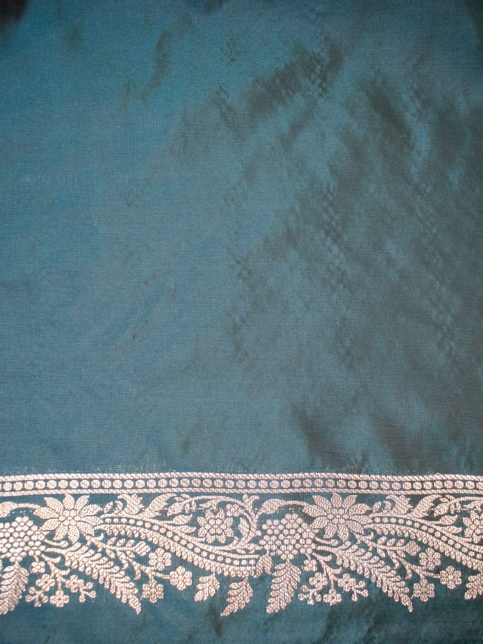 Banarasi Semi Katan Silk Saree With Border- Green
