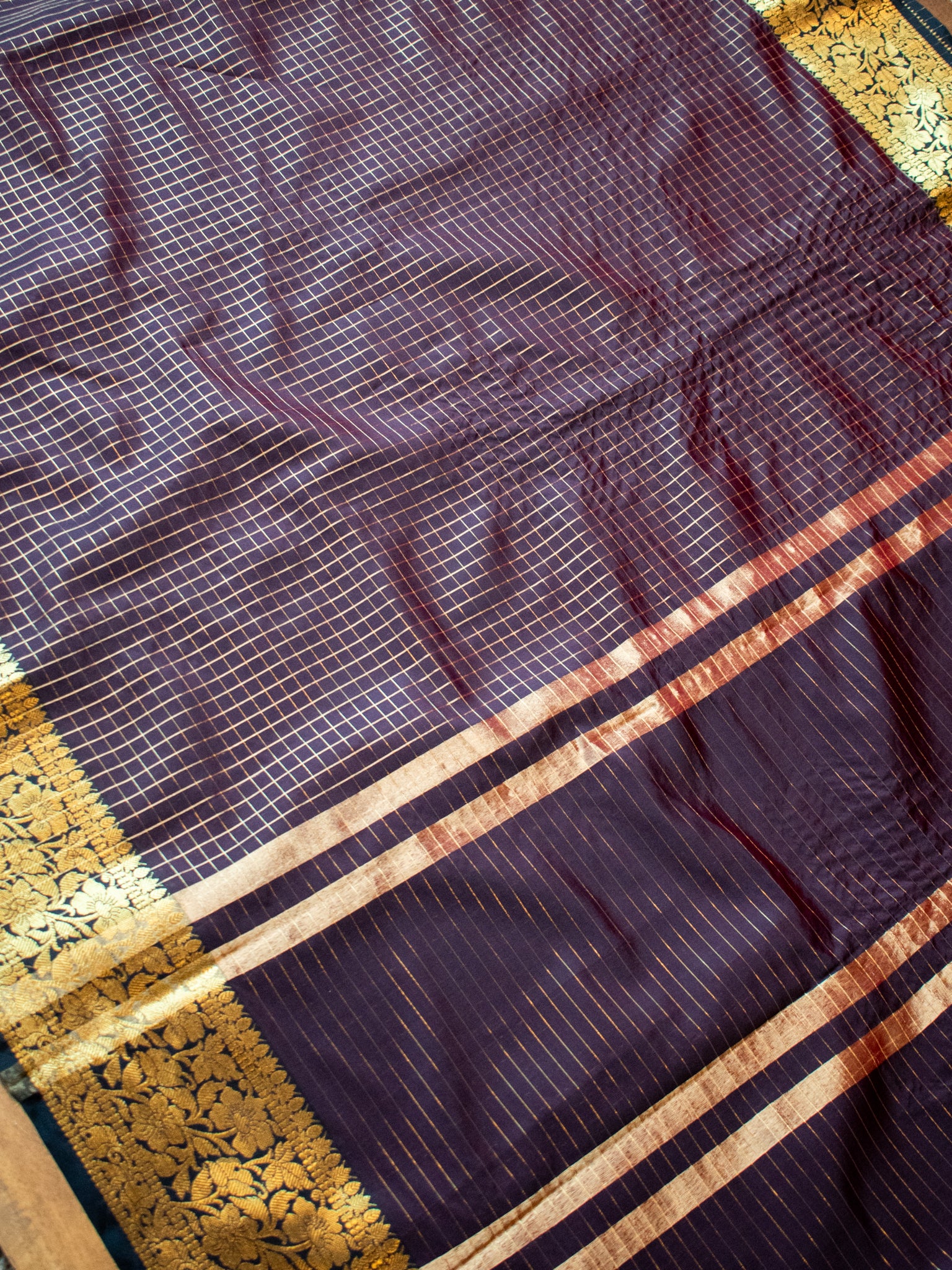 Banarasi Cotton Silk Saree with Zari Weaving - Brown
