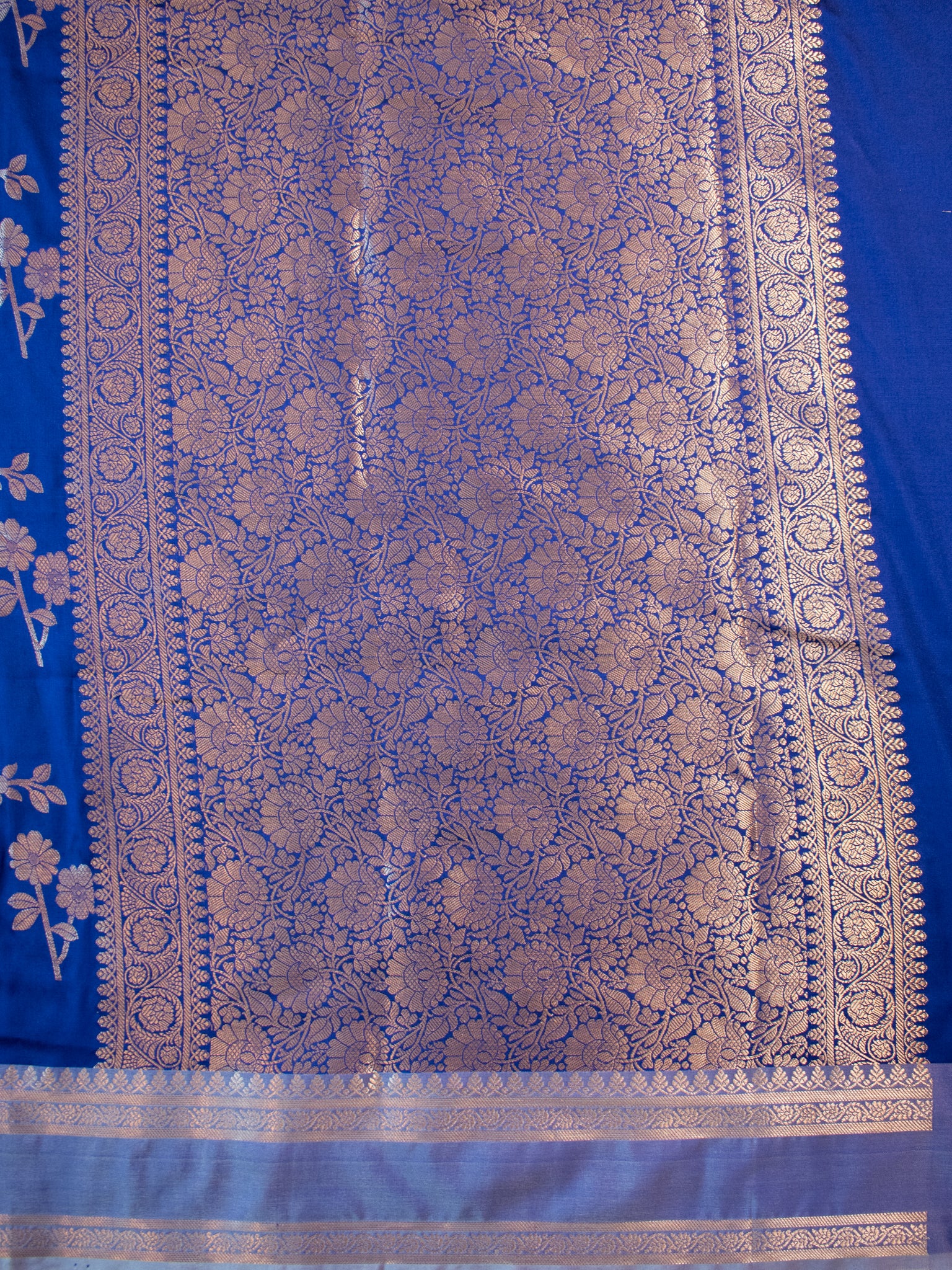 Banarasi Semi Silk Saree With Border - Blue