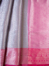 Banarasi Kora Muslin Saree With Tanchoi Weaving & Contrast Border-Blue