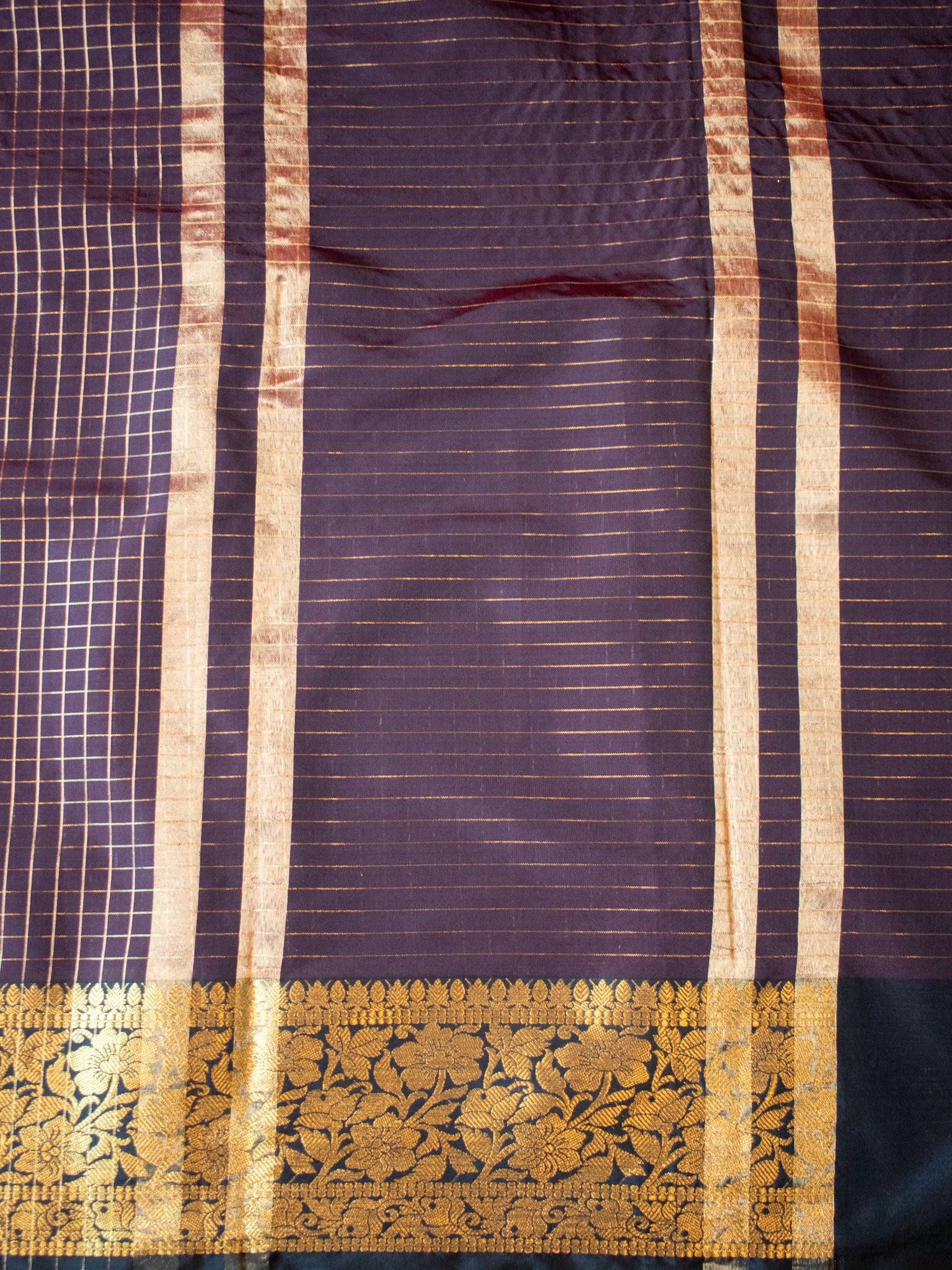 Banarasi Cotton Silk Saree with Zari Weaving - Brown