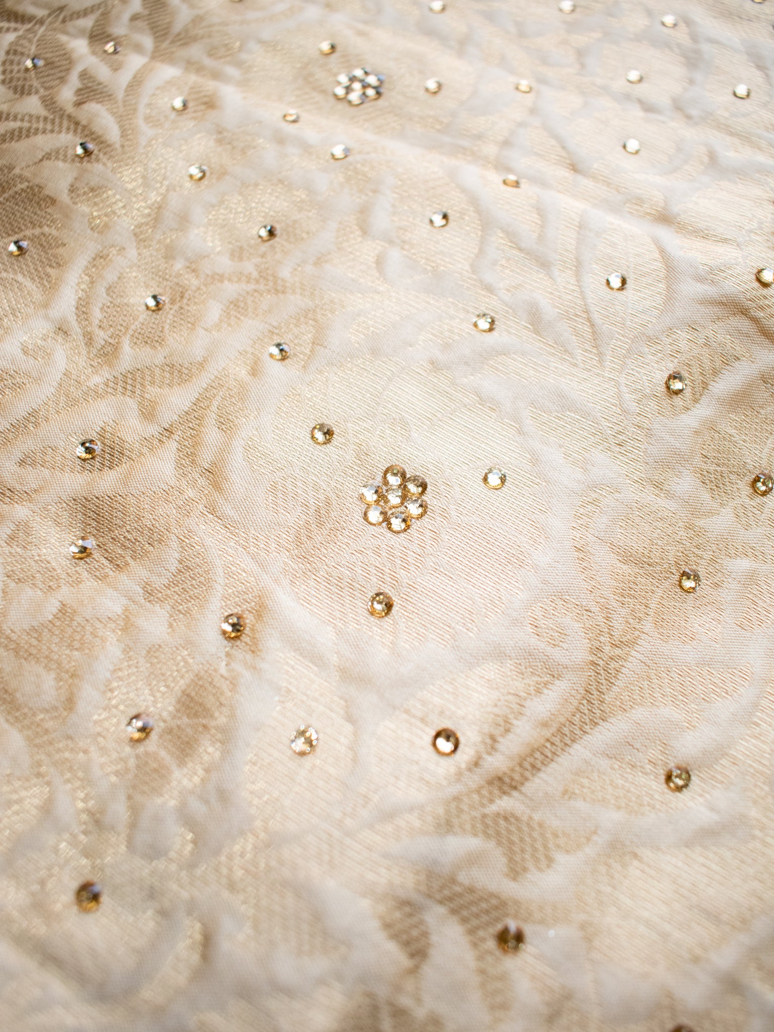 Banarasi Tissue Saree with Zari Weaving & Contrast Border With Lace- Beige