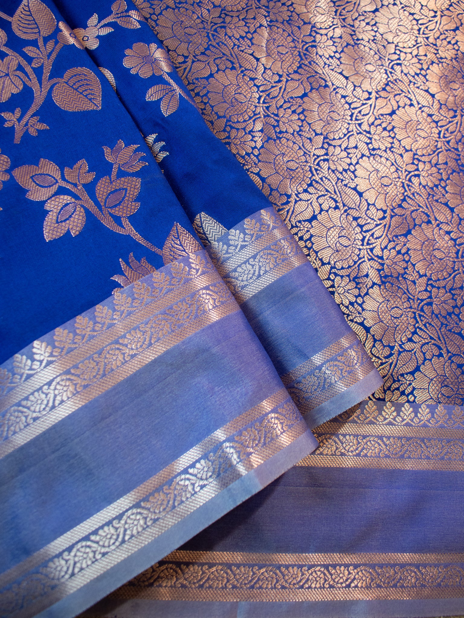 Banarasi Semi Silk Saree With Border - Blue