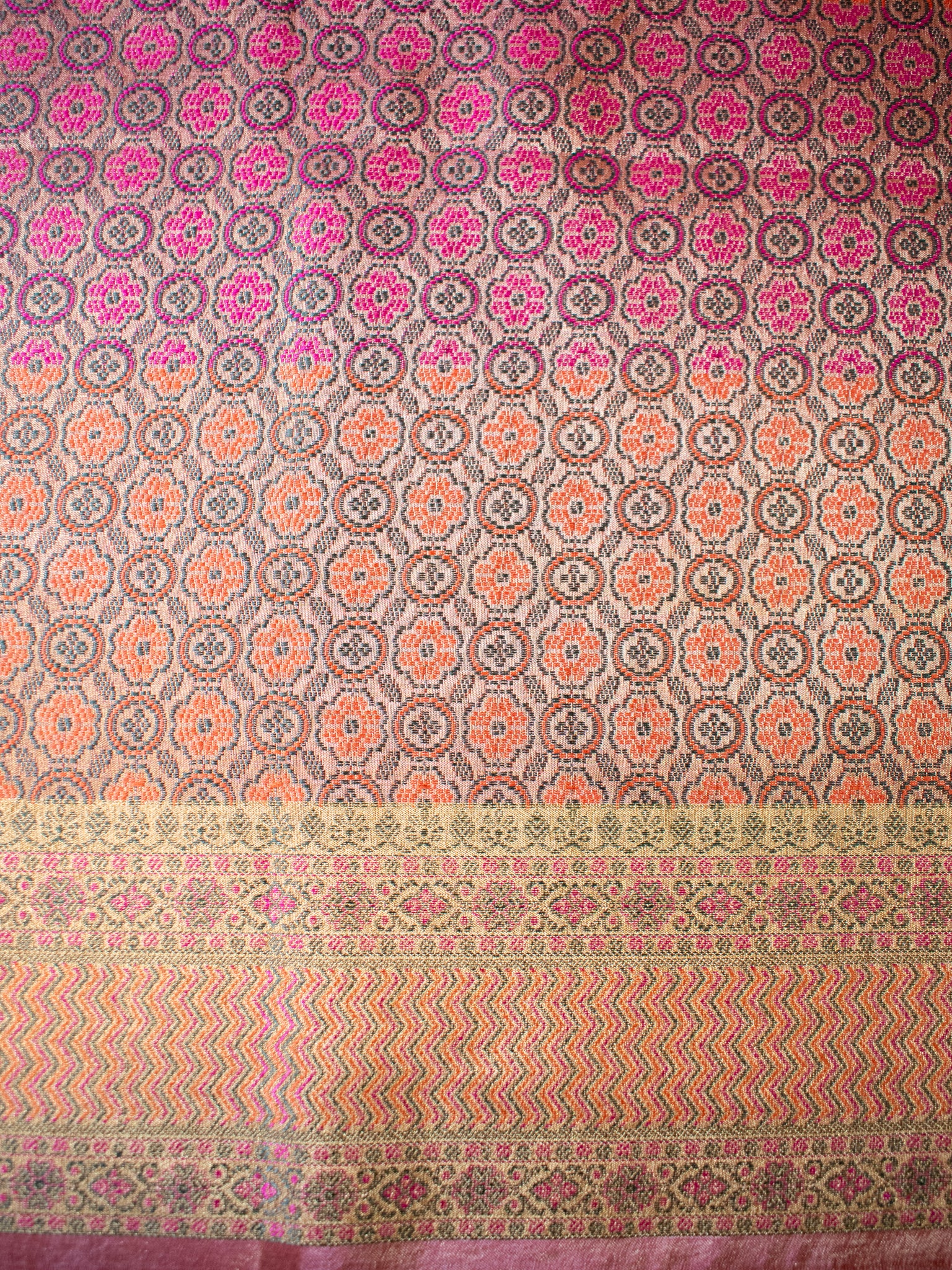 Banarasi Pure Tussar Saree With Resham Weaving Border- Pink