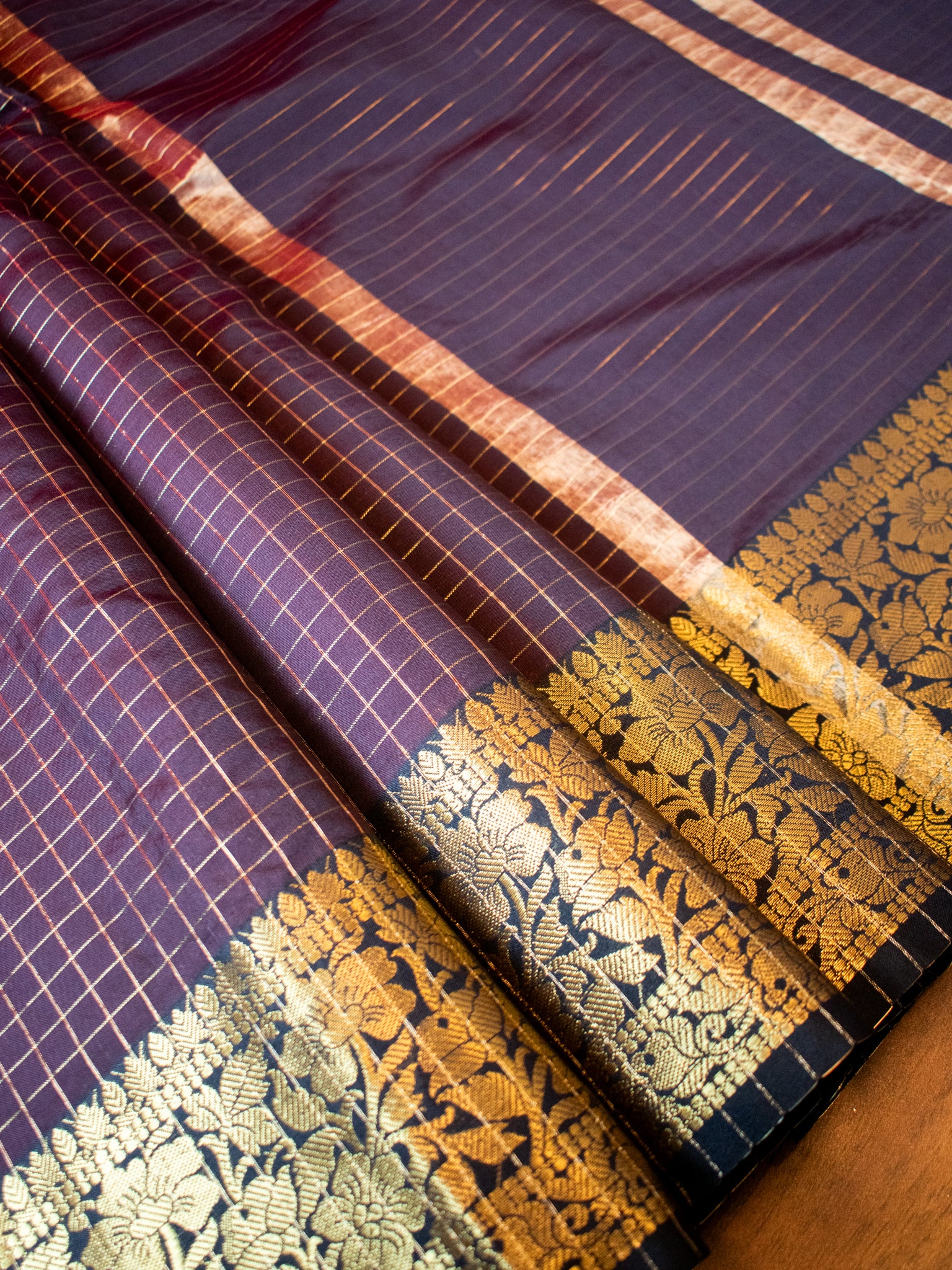Banarasi Cotton Silk Saree with Zari Weaving - Brown
