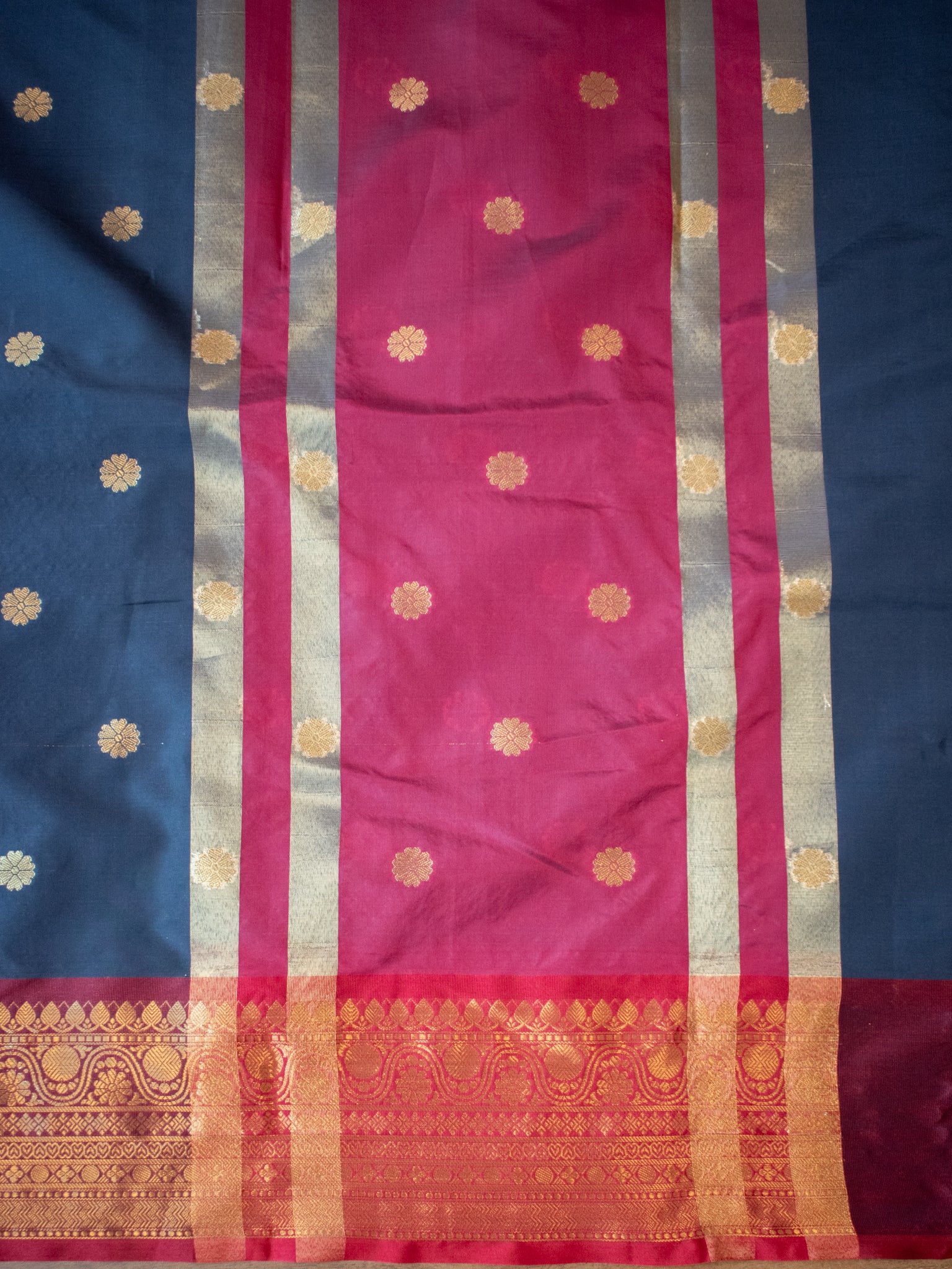 Banarasi Cotton Silk Saree with Zari Buti Weaving - Grey