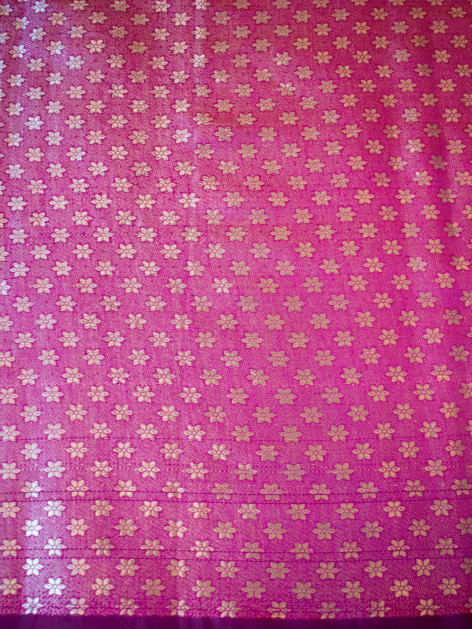Banarasi Cotton Mix Saree with Zari Weaving & Border- Magenta