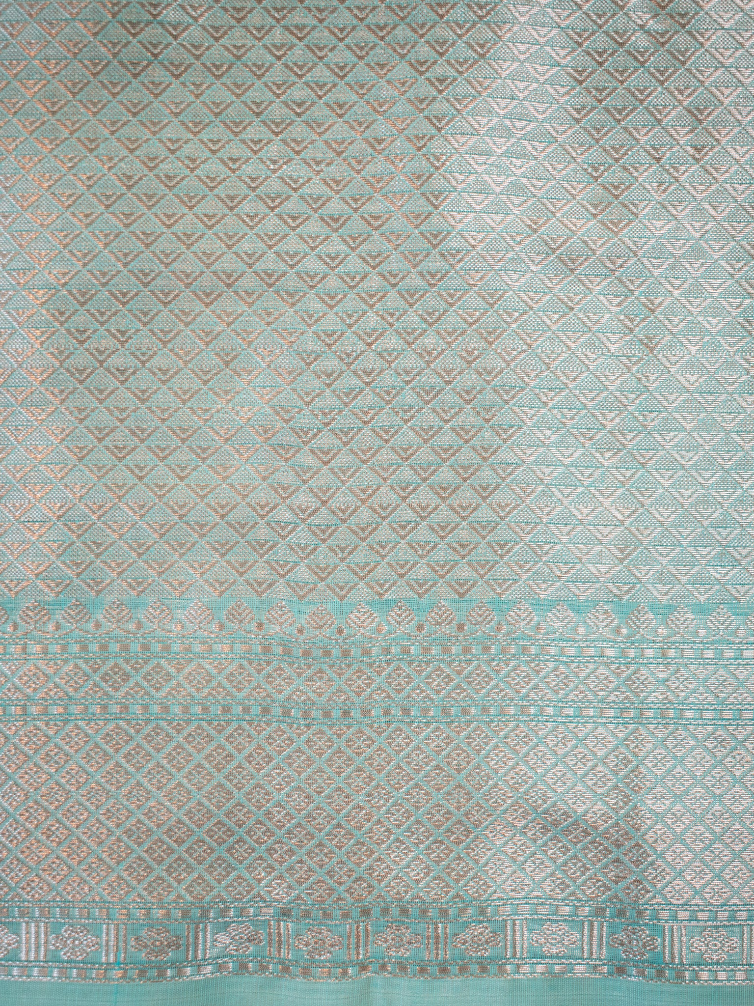 Banarasi Cotton Silk Saree With Silver Zari Weaving & Border- Aqua Blue