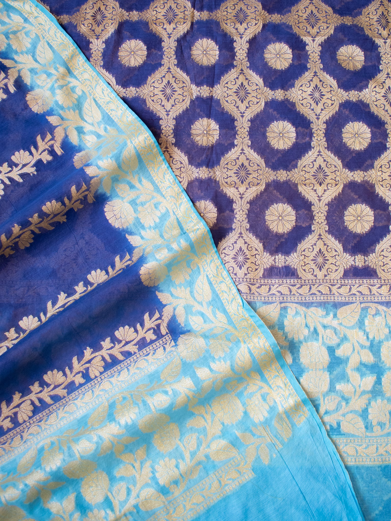 Banarasi Cotton Silk Salwar Kameez With Resham Weaving & Dupatta- Blue