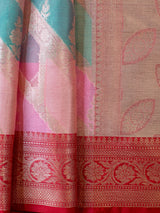Banarasi Kora Saree With Zari Weaving-Pink