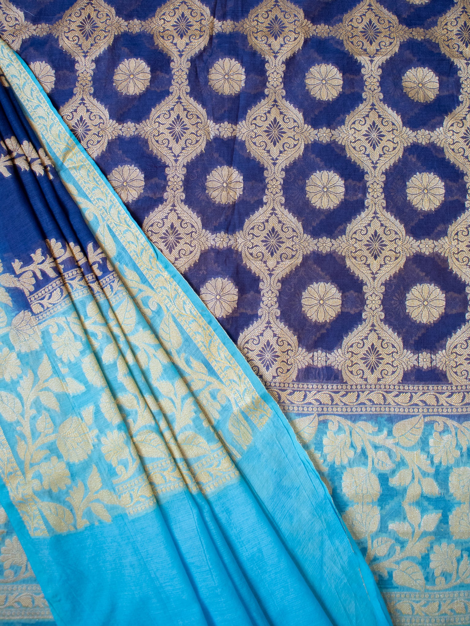 Banarasi Cotton Silk Salwar Kameez With Resham Weaving & Dupatta- Blue