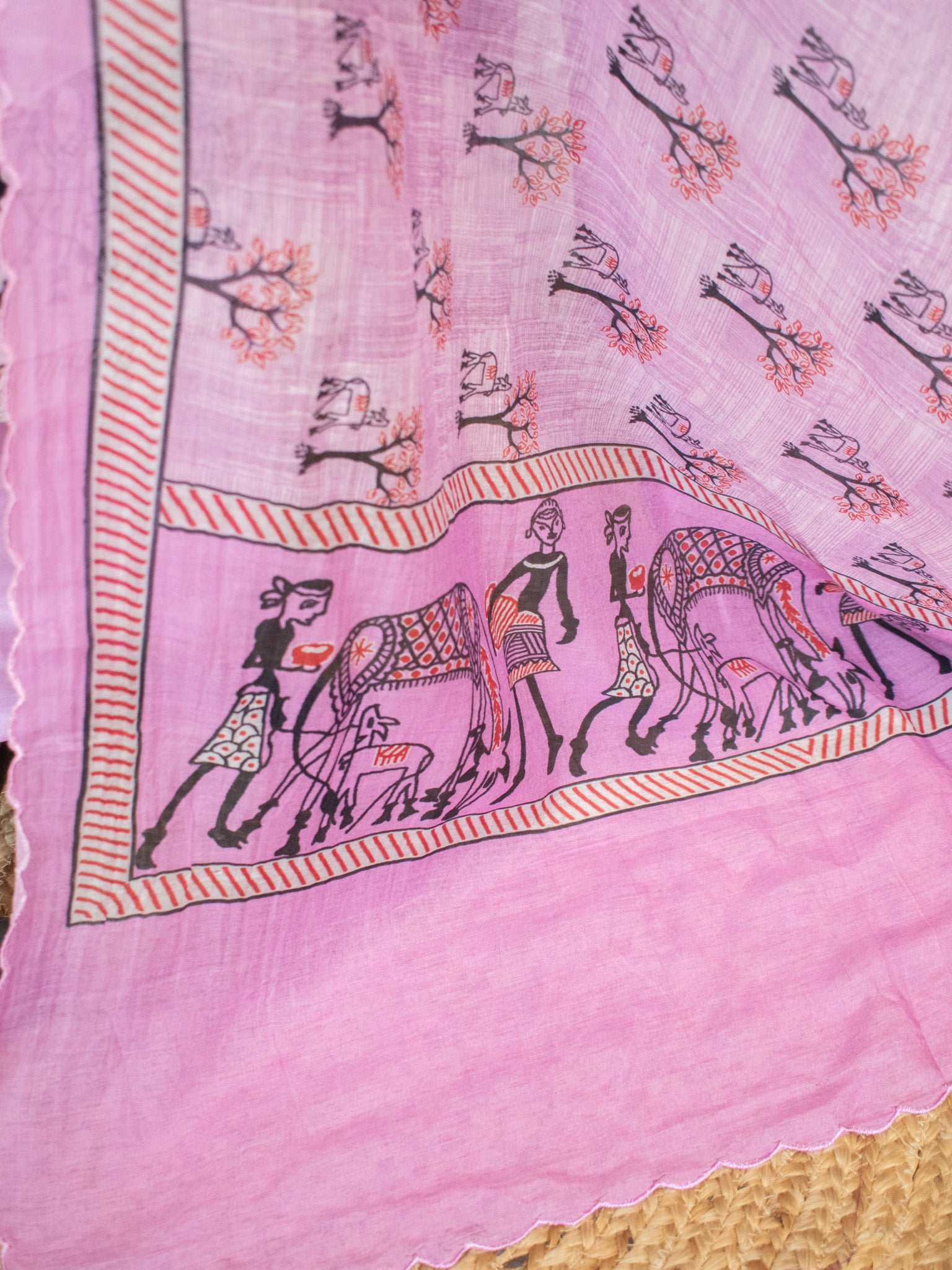 Banarasi Soft Cotton Salwar Kameez Fabric With Dupatta- Pink