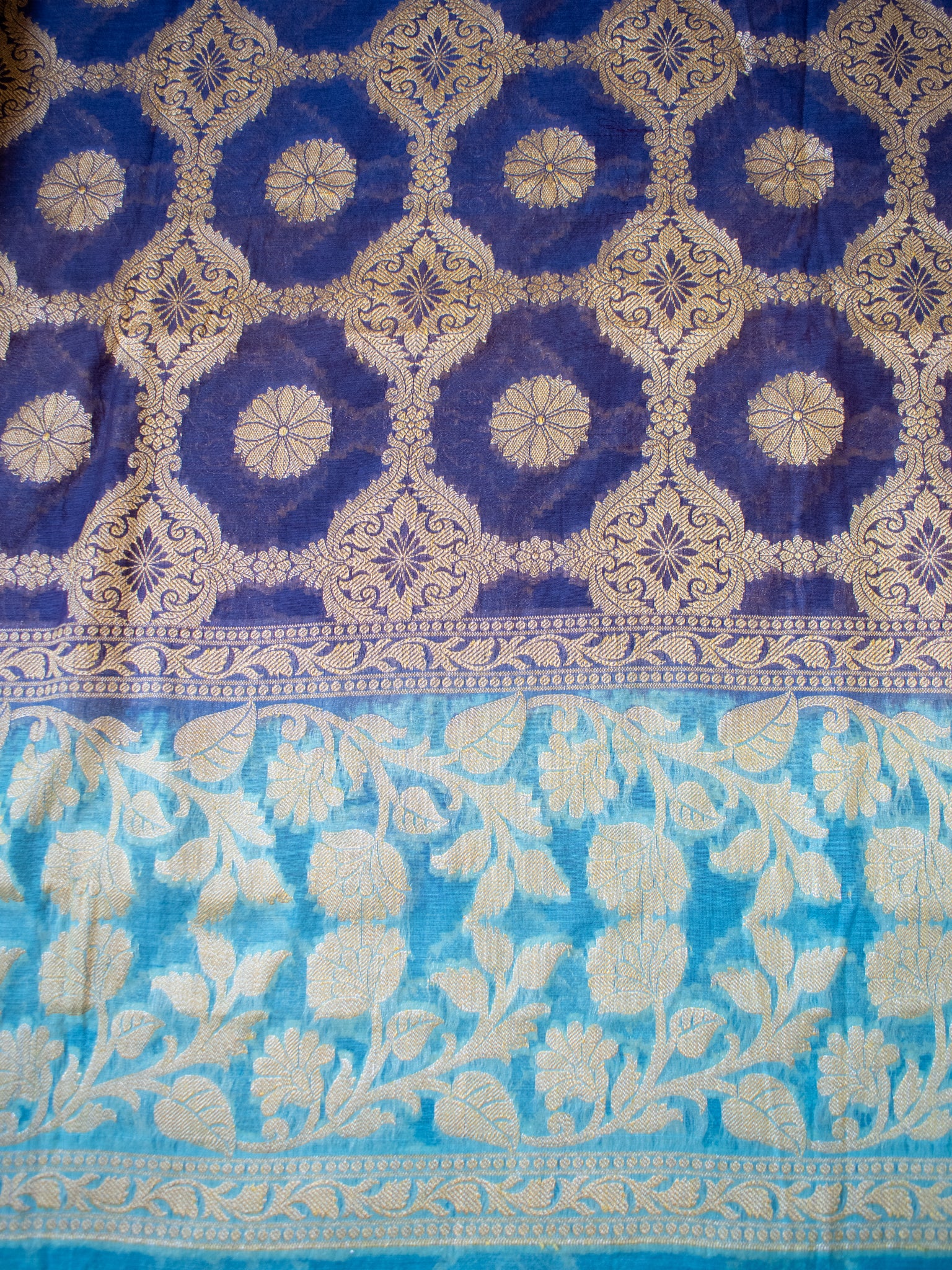 Banarasi Cotton Silk Salwar Kameez With Resham Weaving & Dupatta- Blue