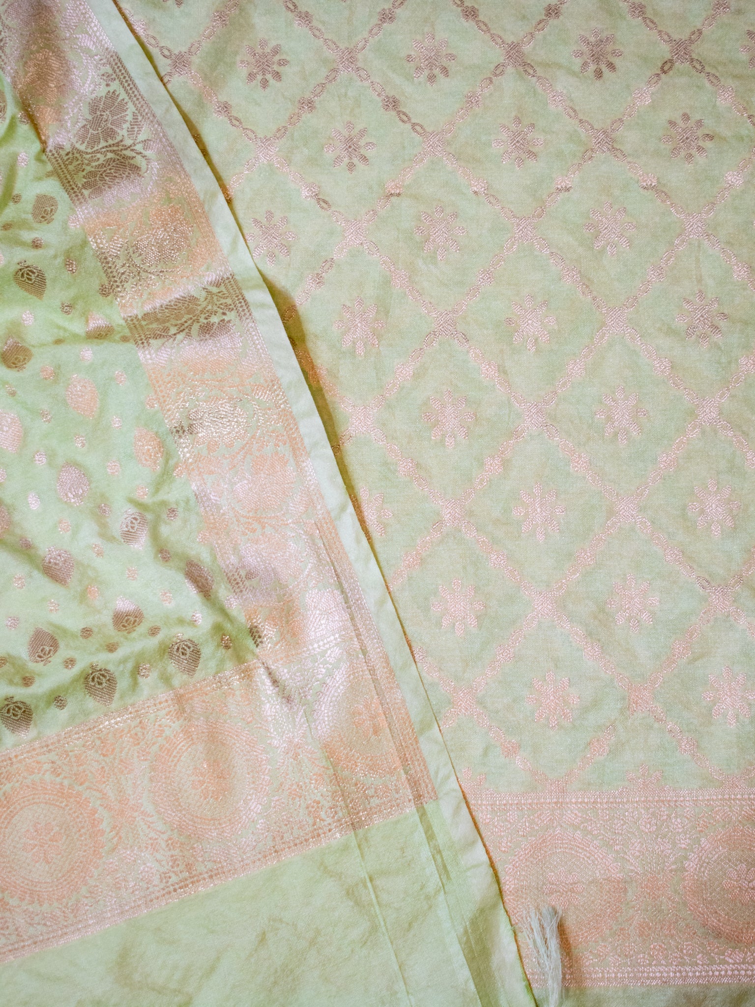 Banarasi Semi Katan Salwar Kameez Fabric With Dupatta- Green