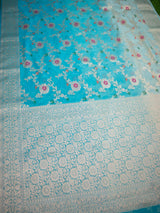 Banarasi Shaded Semi Silk Saree With Jaal Zari & Meena Weaving-Blue