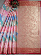 Banarasi Kora Saree With Zari Weaving-Pink