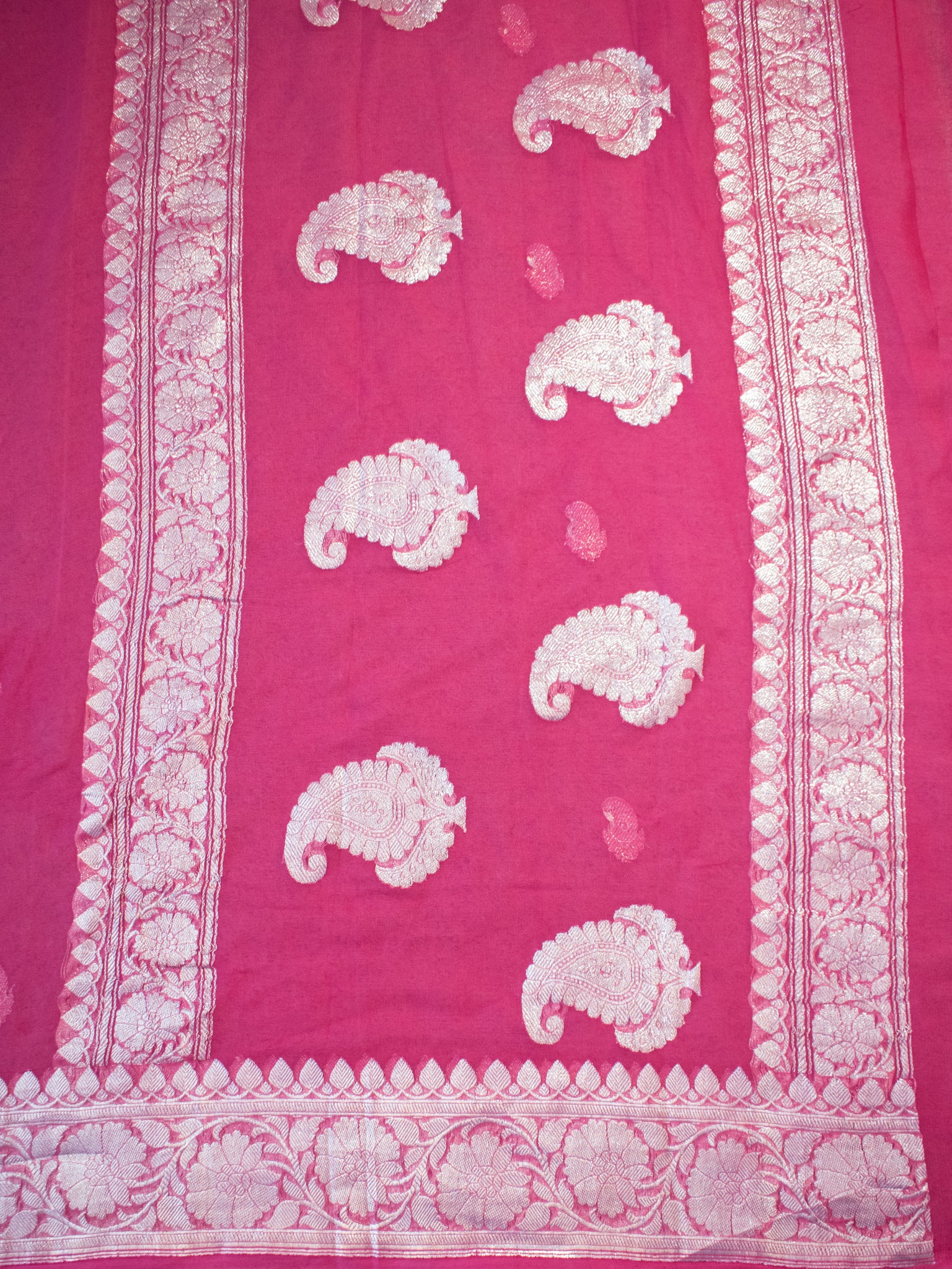Banarasi Pure Khaddi Georgette Saree With Buti Weaving- Pink