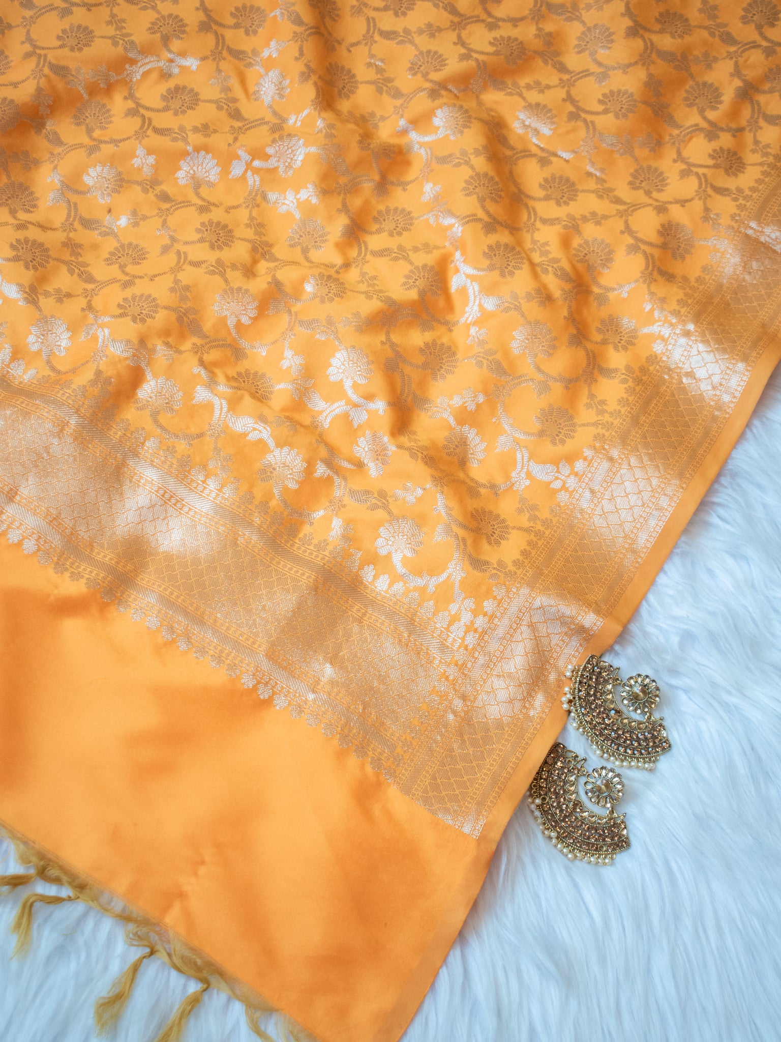 Banarasi Semi Silk Jaal Dupatta-Yellow