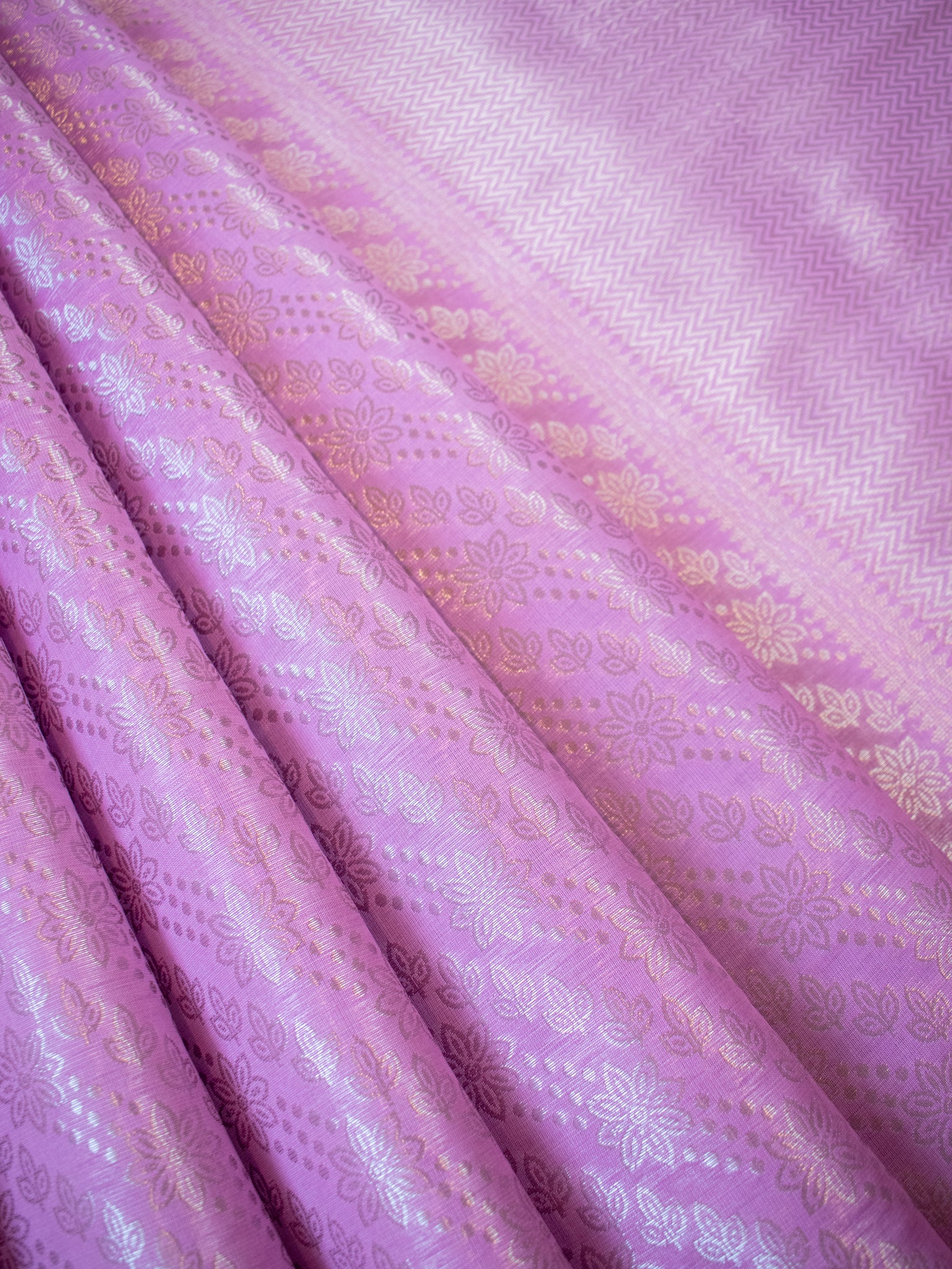 Banarasi Tissue Saree With Silver Weaving & Border- Pink