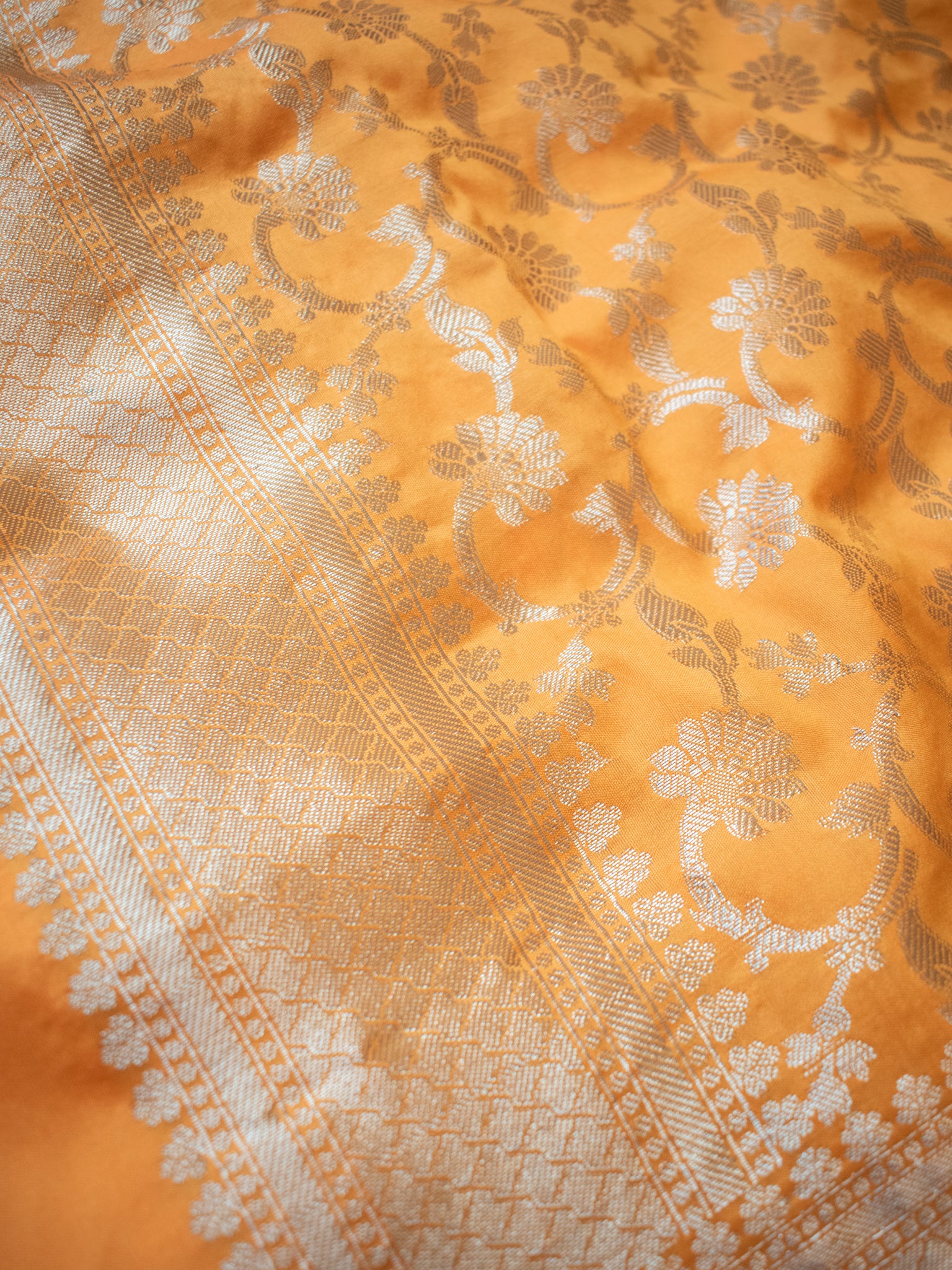 Banarasi Semi Silk Jaal Dupatta-Yellow