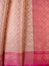 Banarasi Kora Muslin Saree With Tanchoi Weaving & Contrast Border-Beige