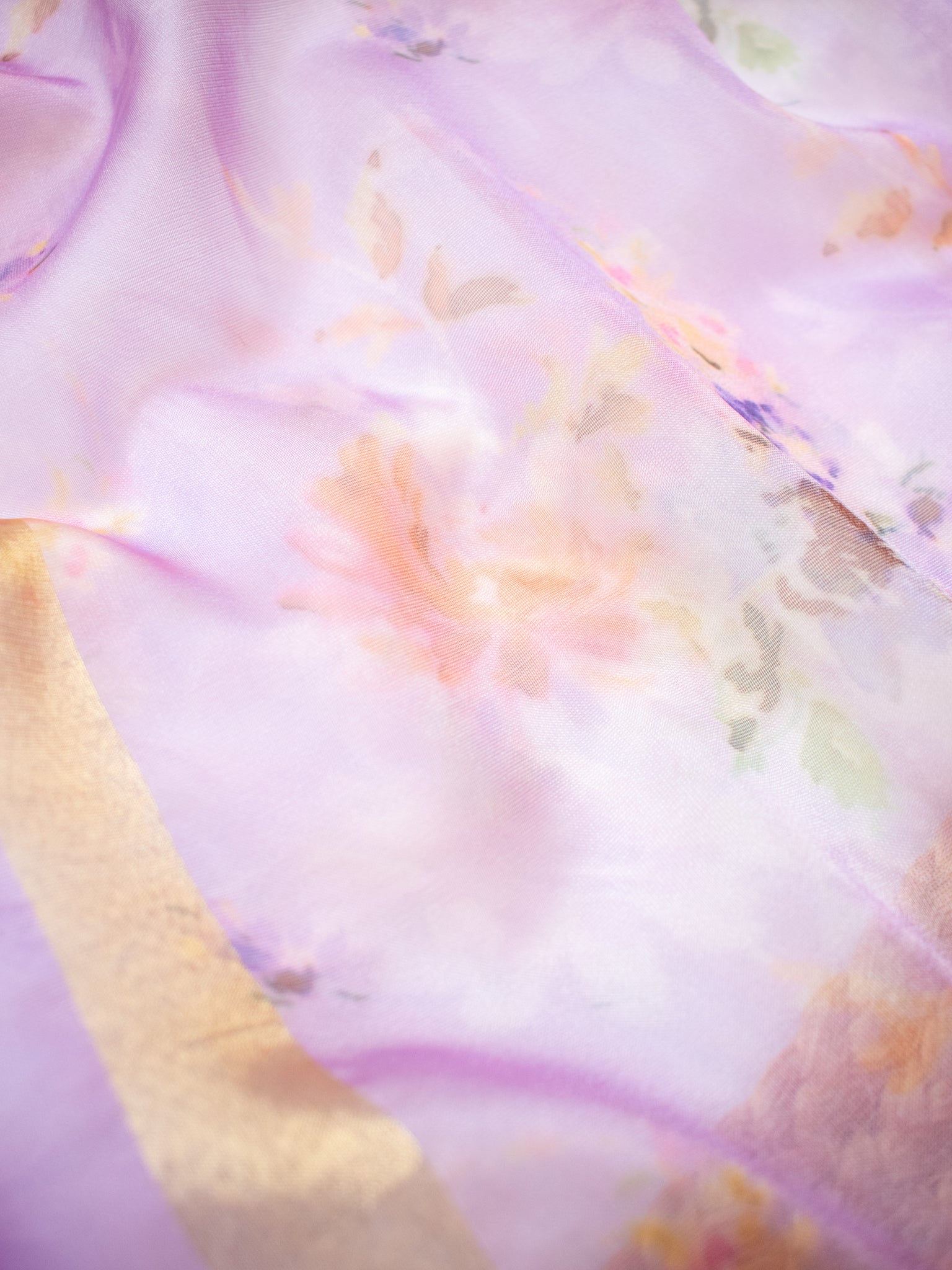 Banarasi Printed Organza Dupatta- Lavender