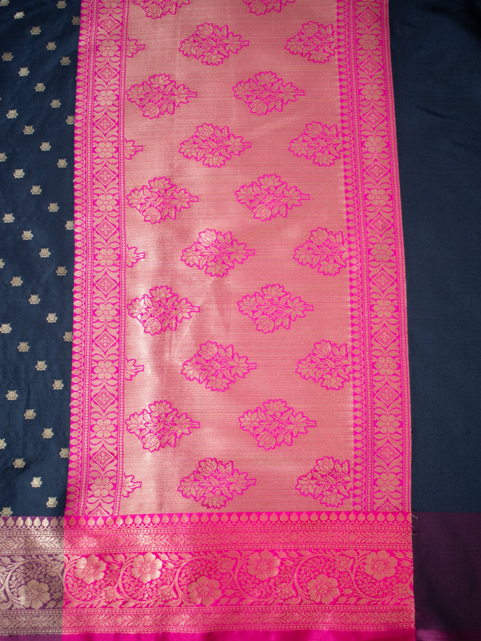 Banarasi Semi Silk Saree With Zari Buti Weaving & Border - Black