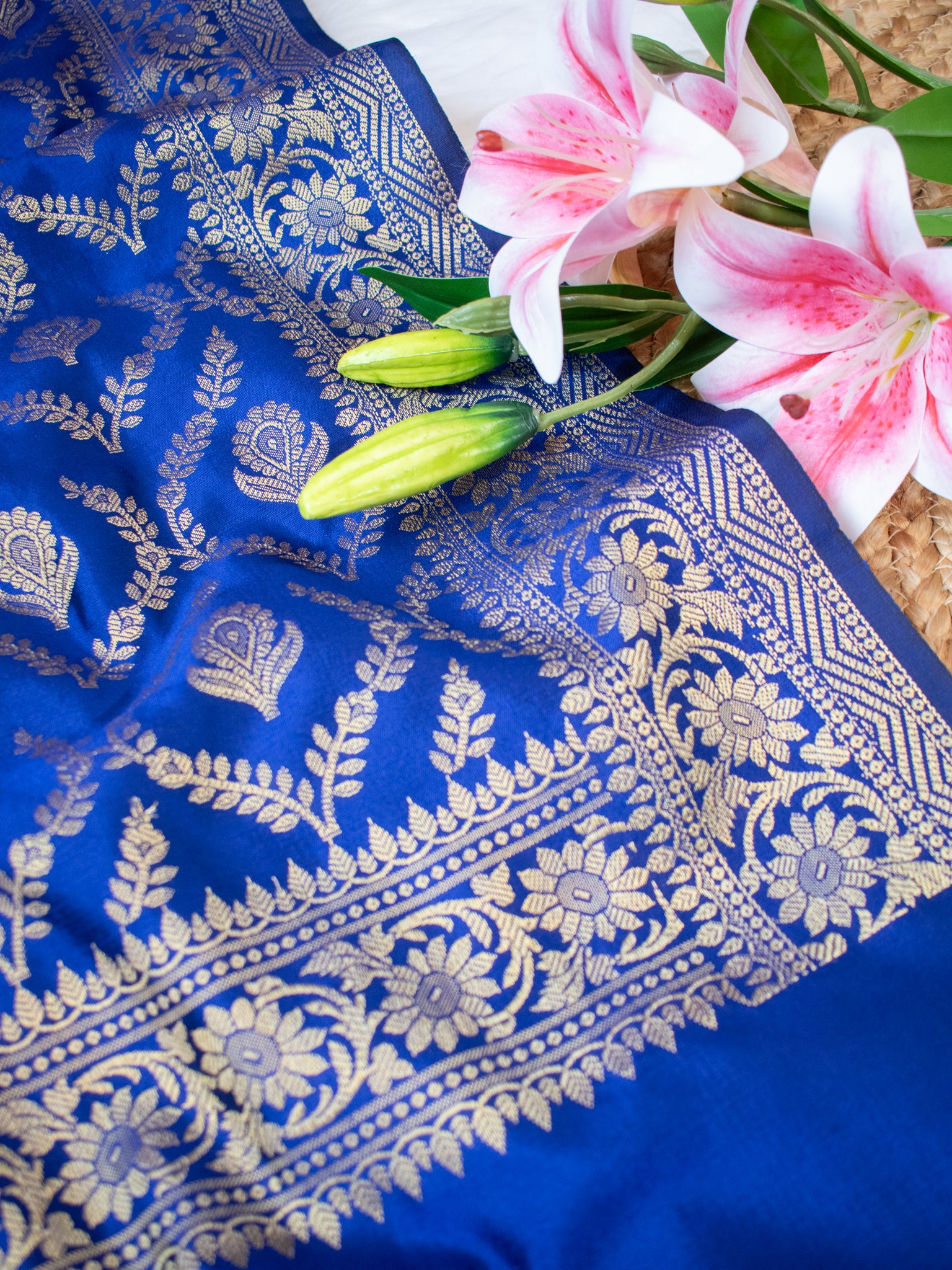 Banarasi Cotton Silk Dupatta With Zari Weaving- Blue