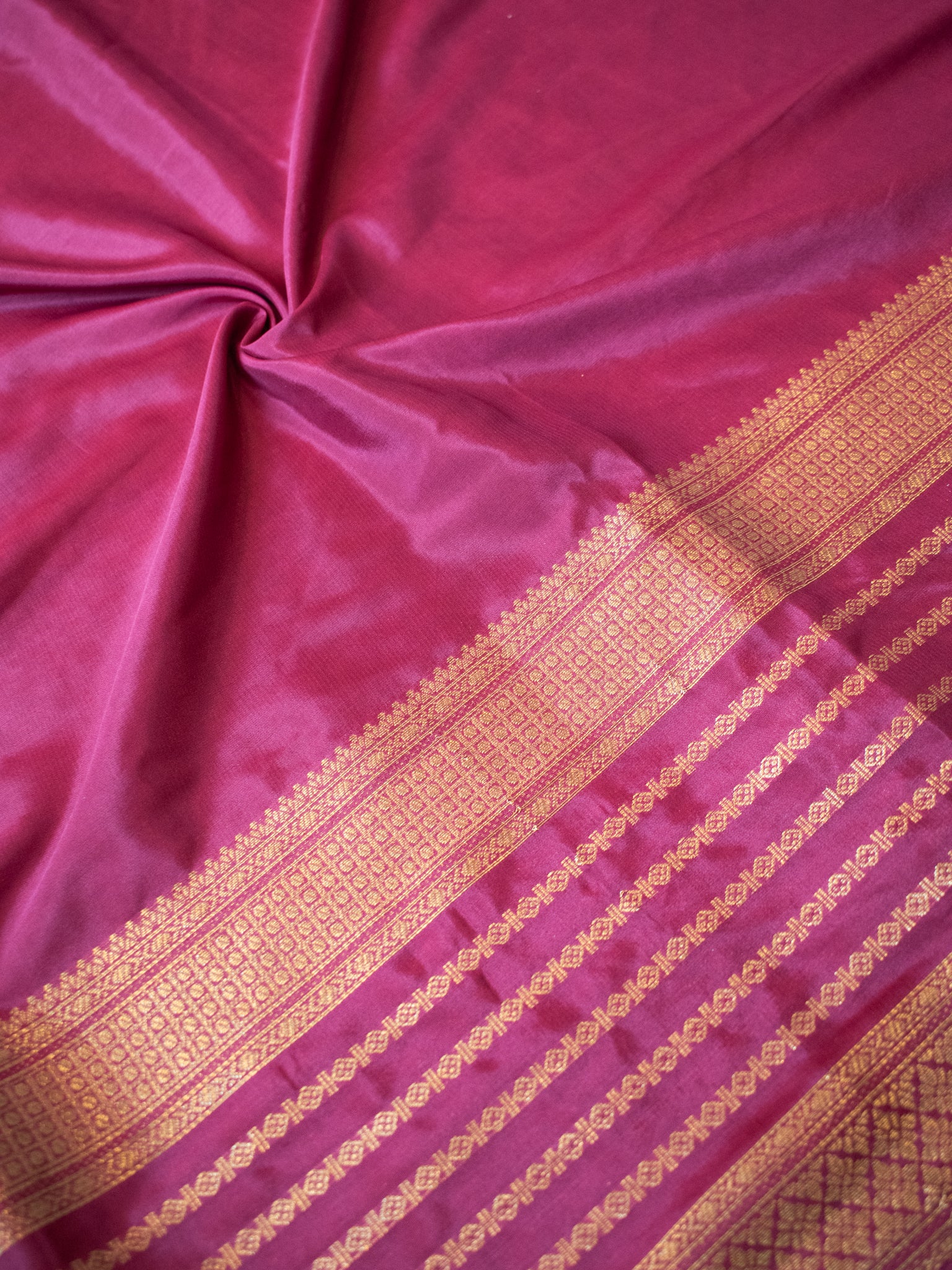 Banarasi Plain Silk Mix Saree with Border- Wine