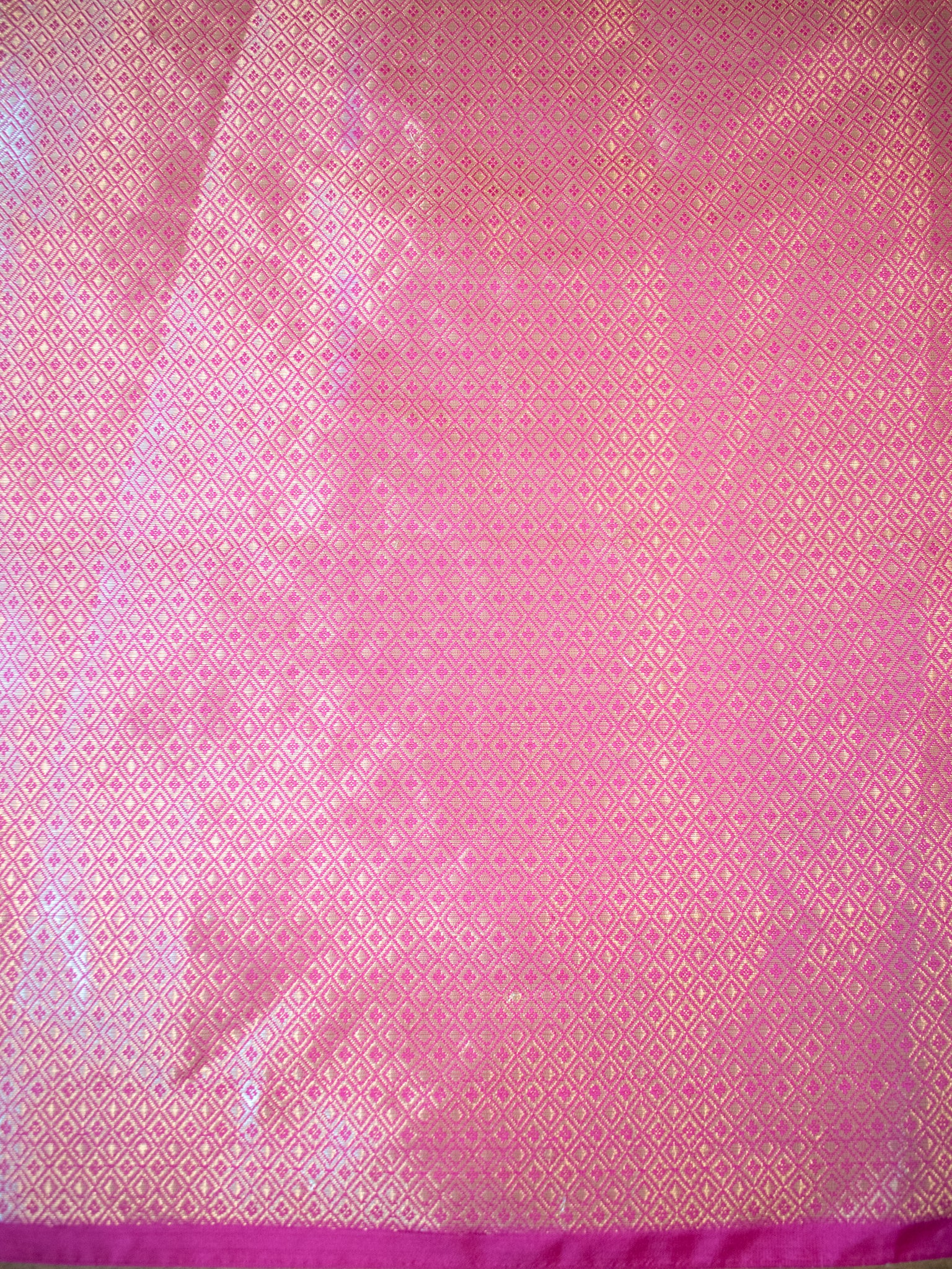 Banarasi Semi Silk Saree With Zari Border - Magenta