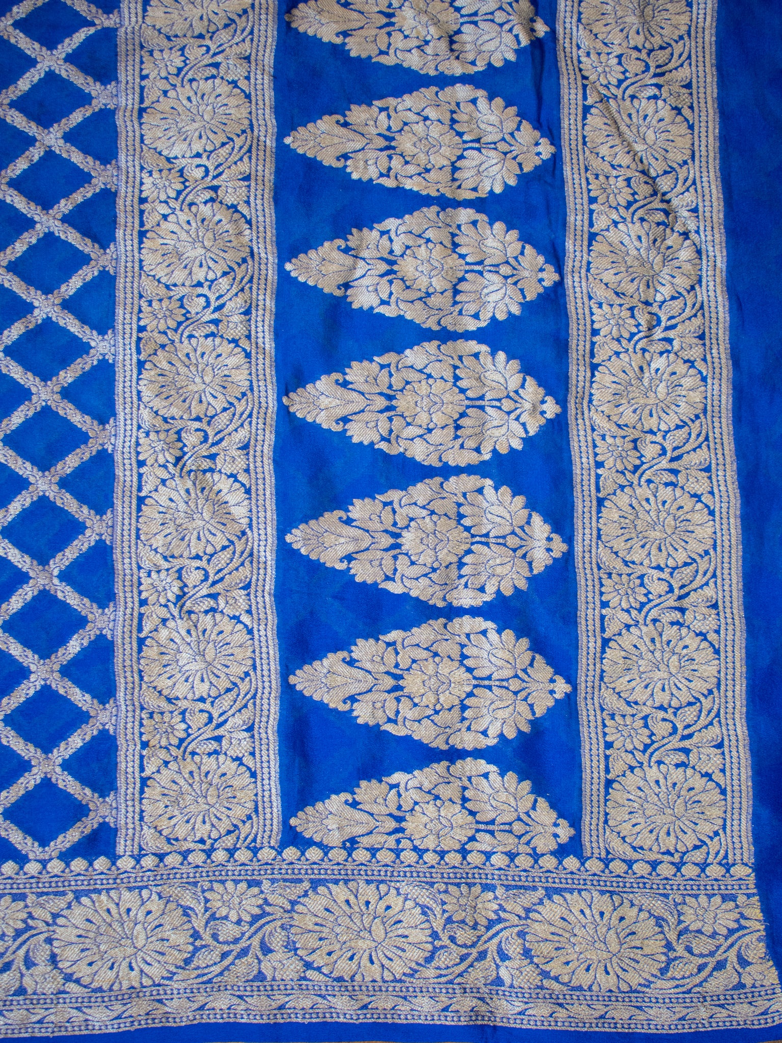 Banarasi Pure Georgette Saree With Resham Weaving - Blue