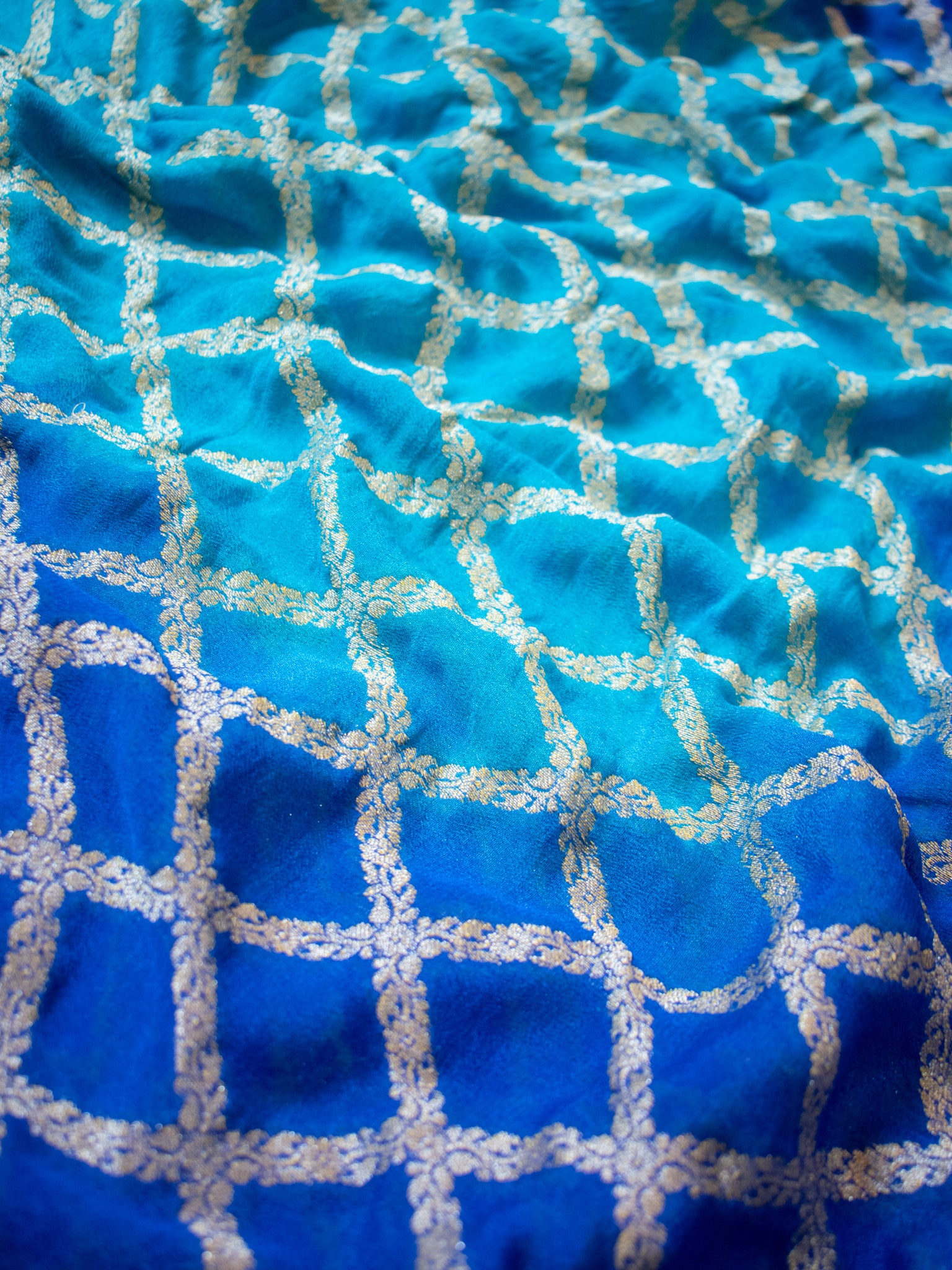 Banarasi Pure Georgette Saree With Resham Weaving - Blue