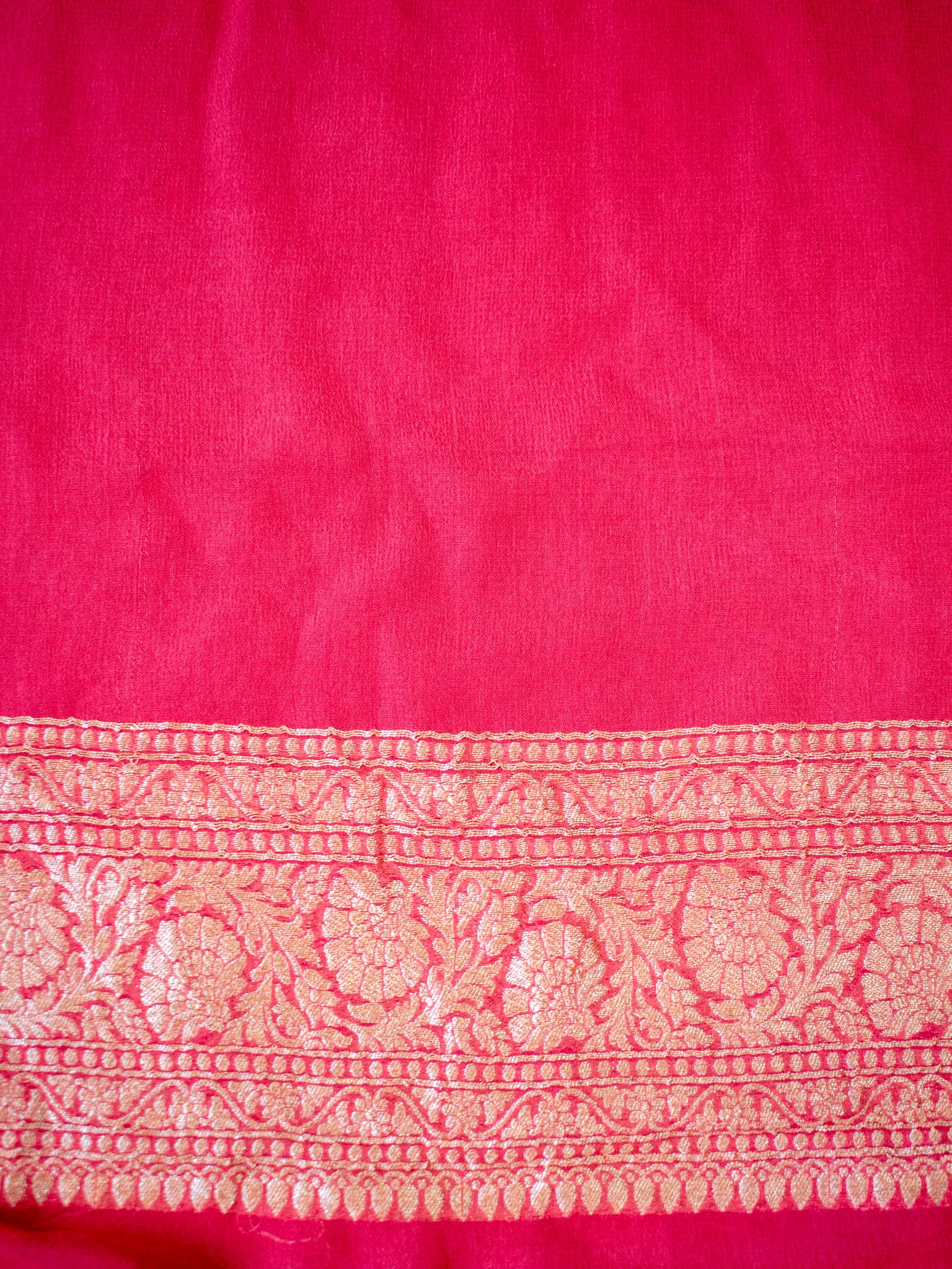 Banarasi Pure Khaddi Georgette Saree With Antique Zari Weaving- Red