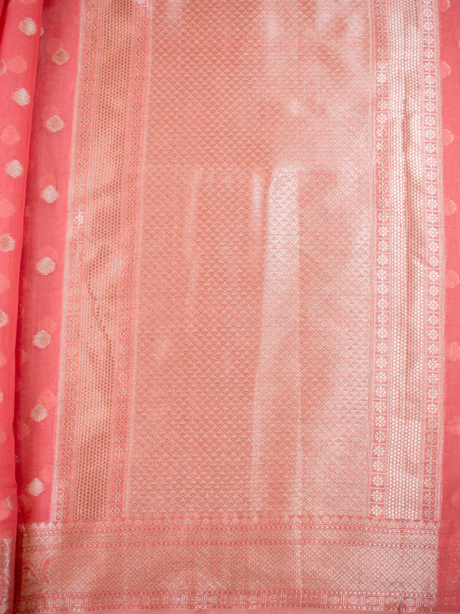 Banarasi Cotton Silk Saree With Zari Weaving & Border- Peach