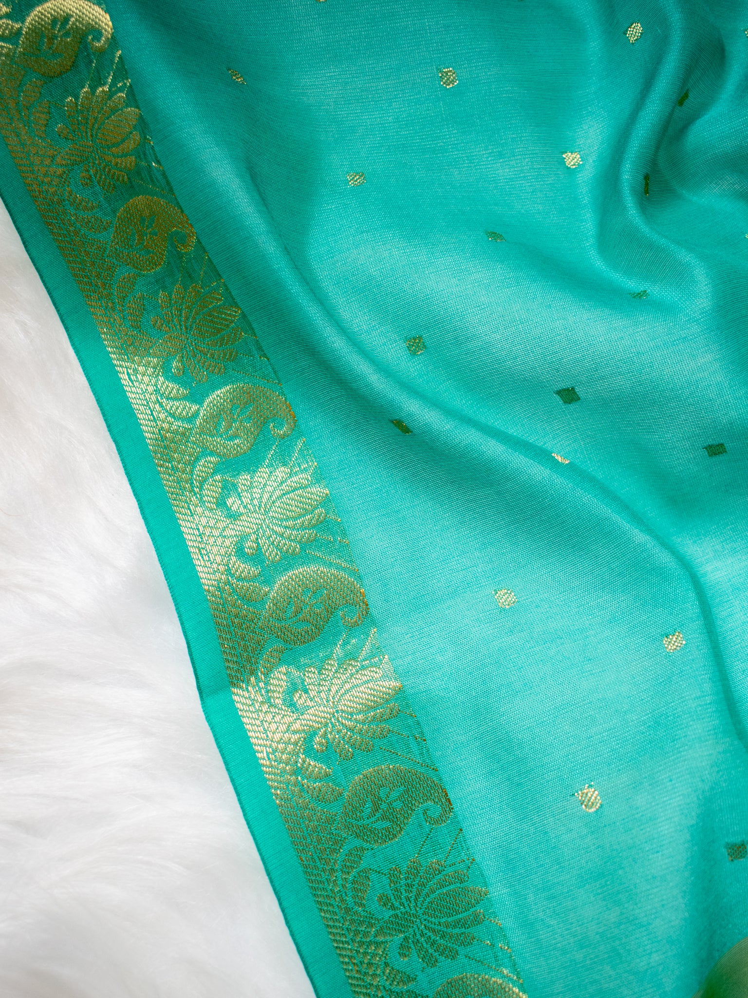 Banarasi Cotton Silk Dupatta With Buti Weaving- Sky blue